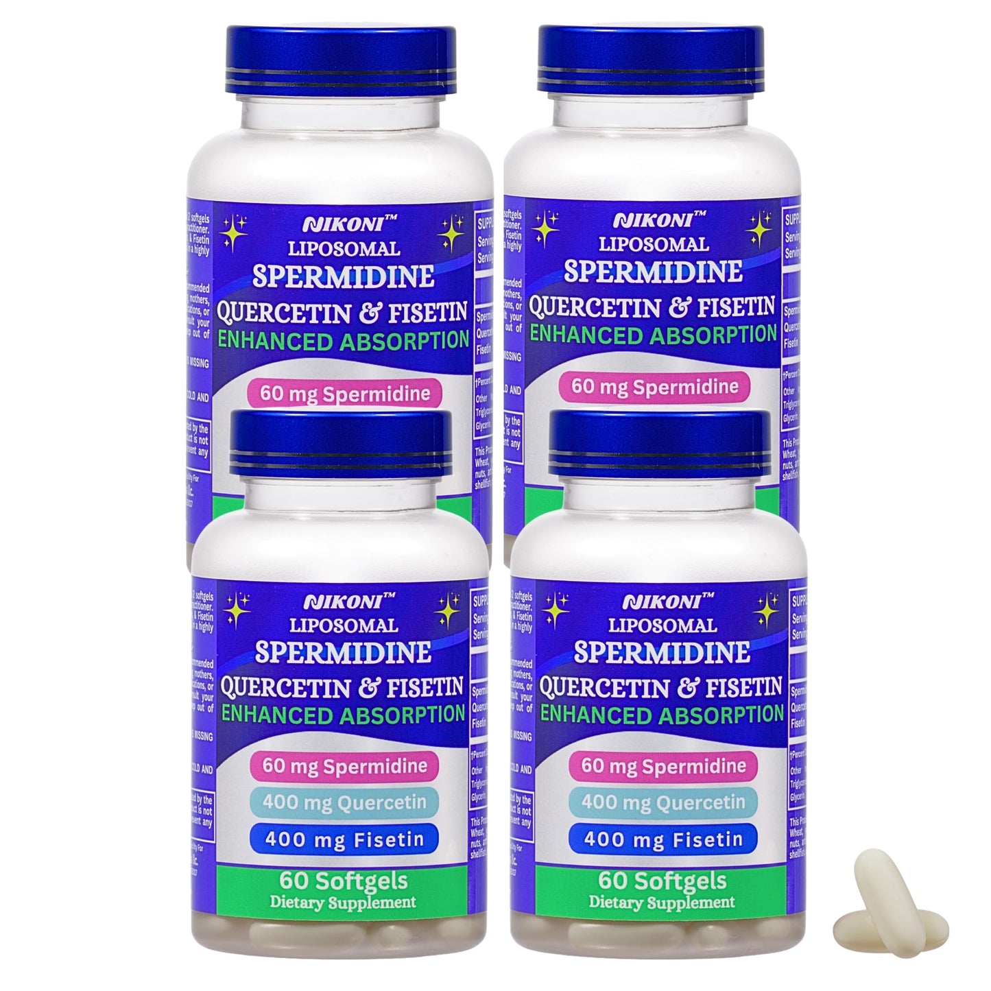 Nikoni Liposomal Spermidine, Quercetin, Fisetin 860mg Softgels 240