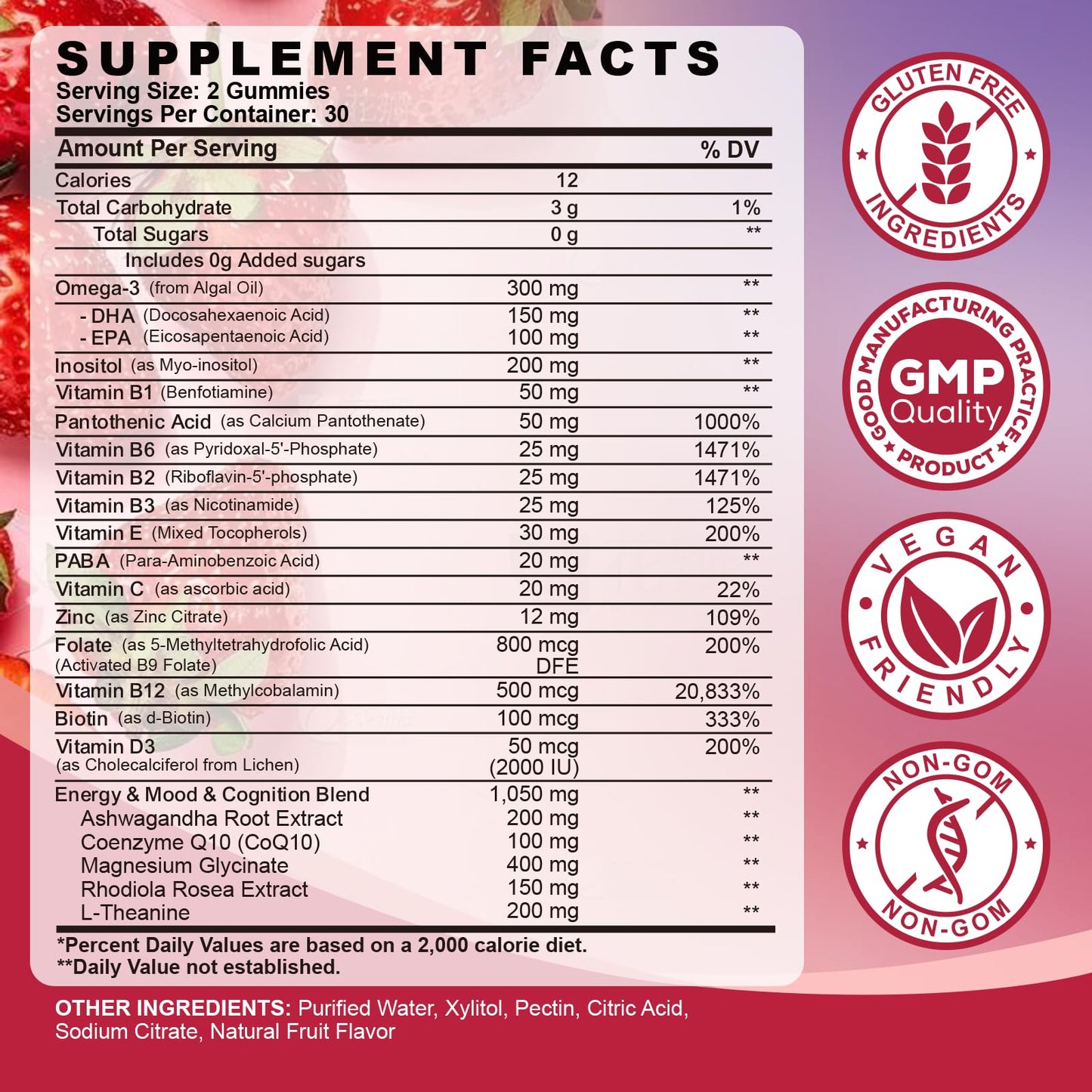 GZ HAOYUAN Methylated Vitamin B Complex Gummies 120 Count
