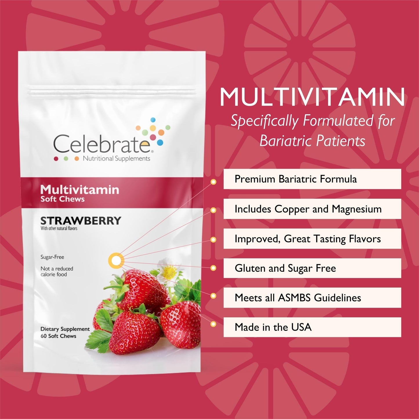 Celebrate Bariatric Supplements Bariatric Multivitamin Gummy 60 Count