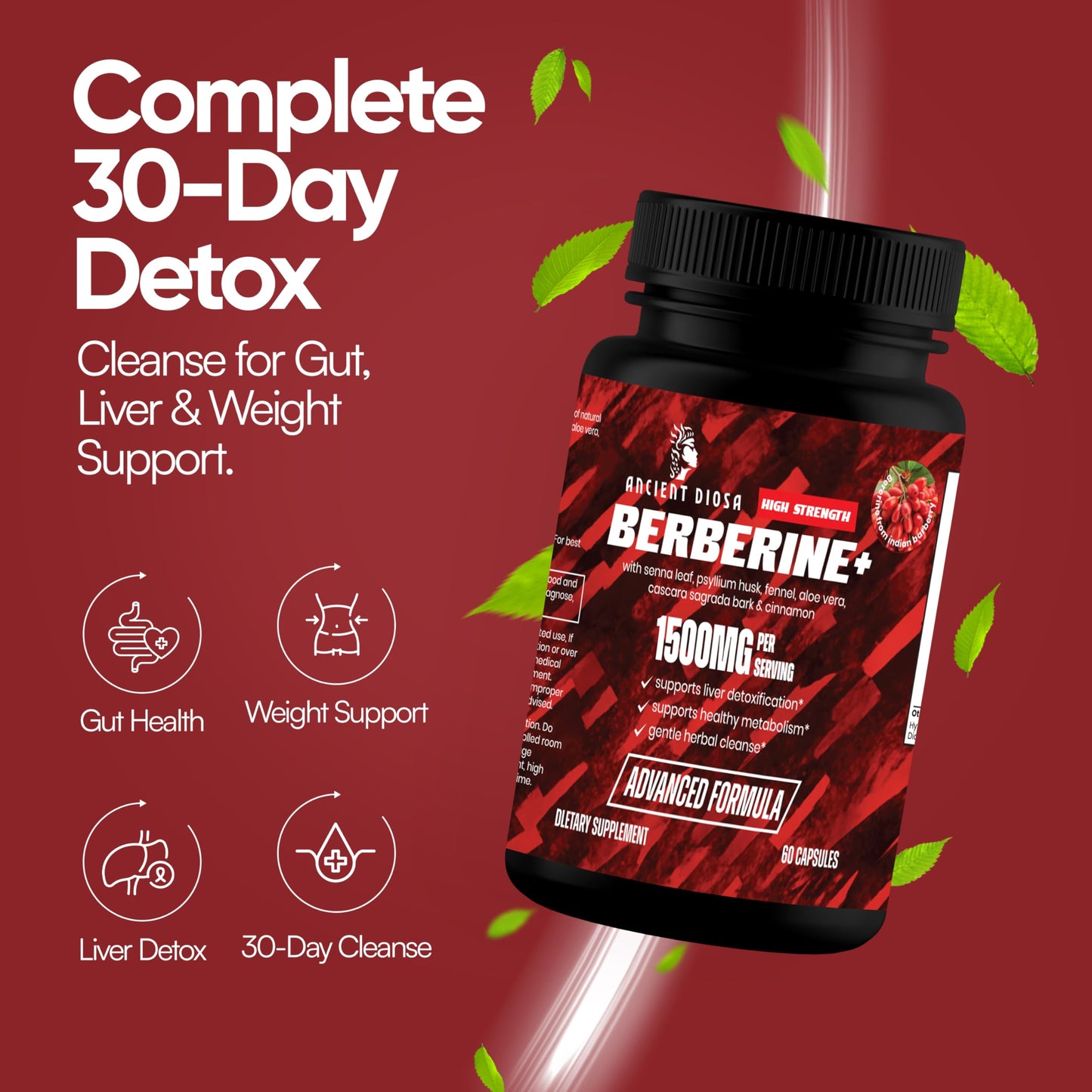 ANCIENT DIOSA Berberine Supplement Capsule, 60 Capsules