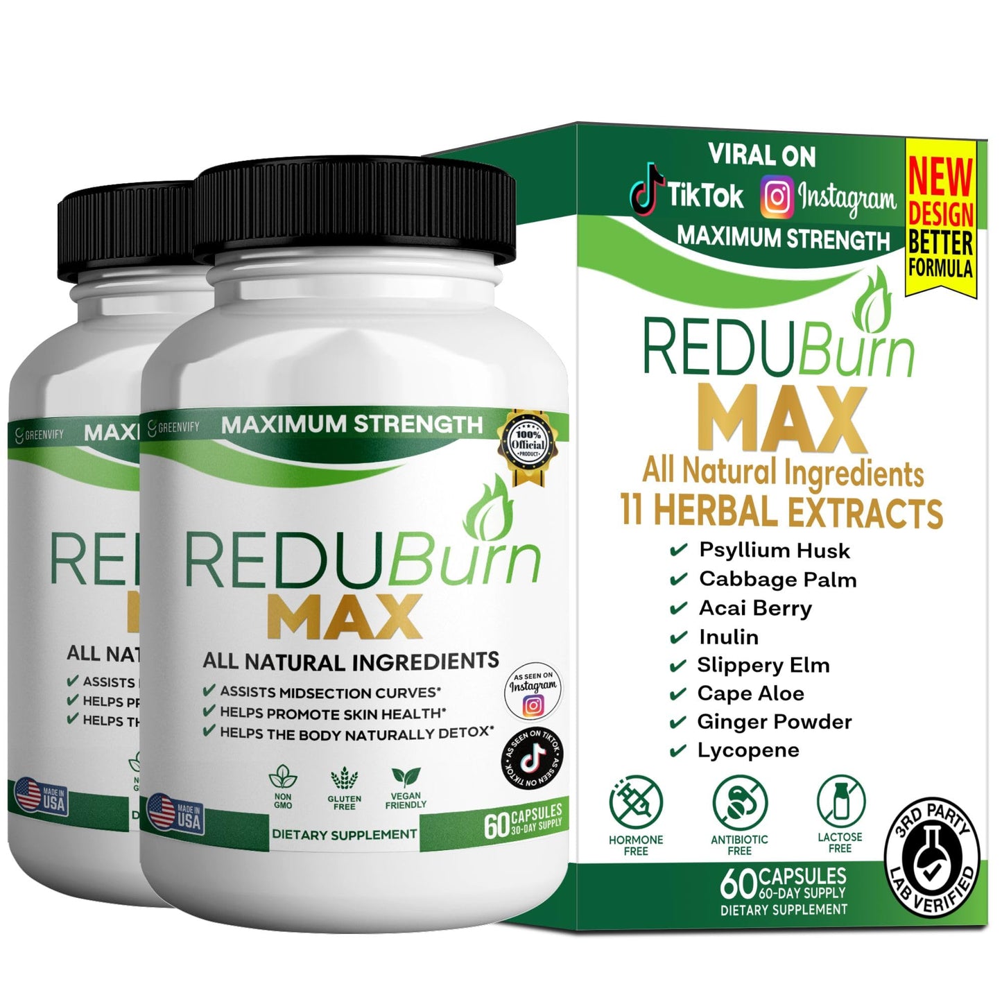 GREENVIFY Redubutt Max Maximum Strength Dietary Supplement 60 Capsules