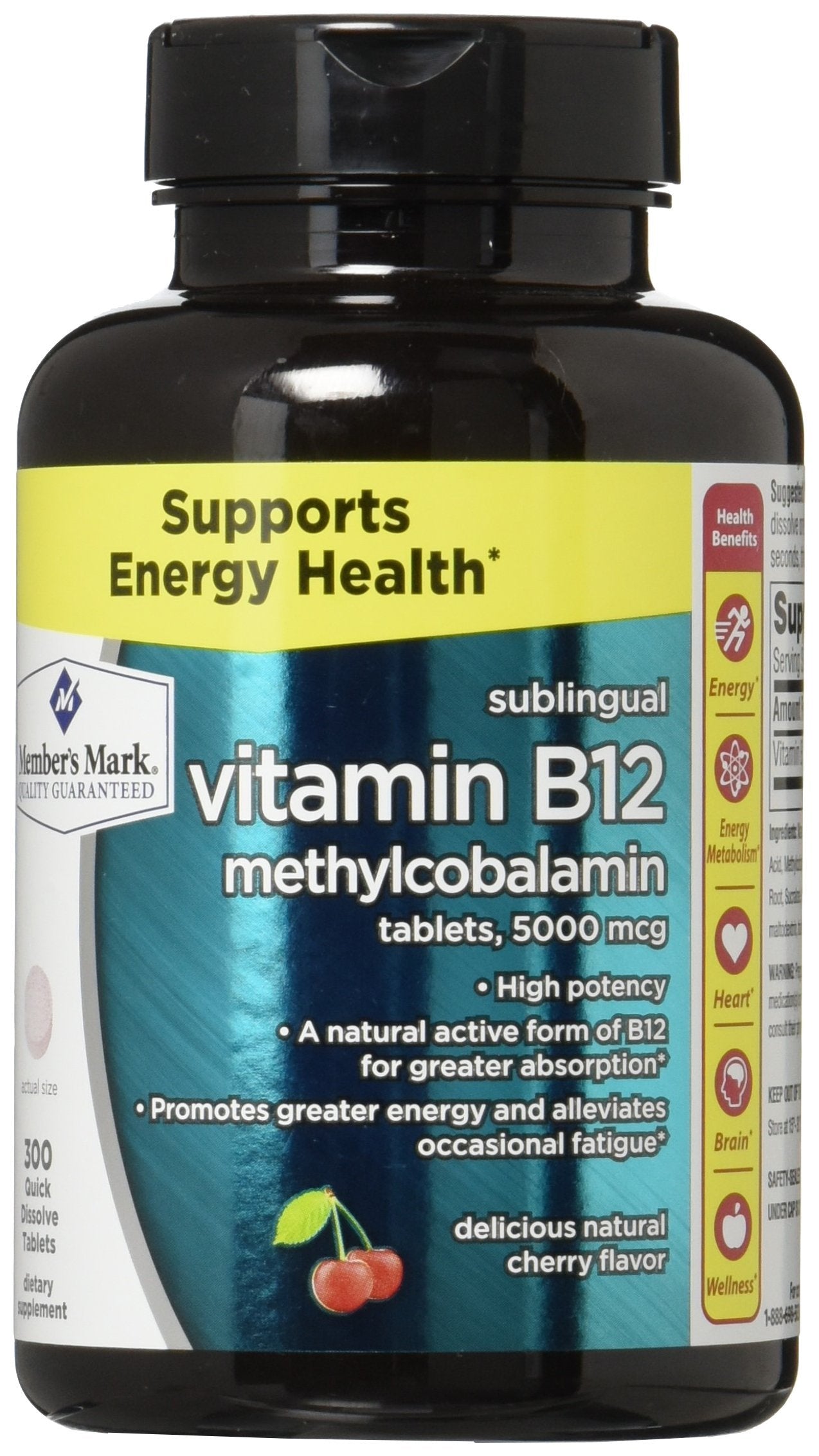 Member's Mark Vitamin B12 5000mcg High Potency Quick Dissolve Tablets, 300 Count