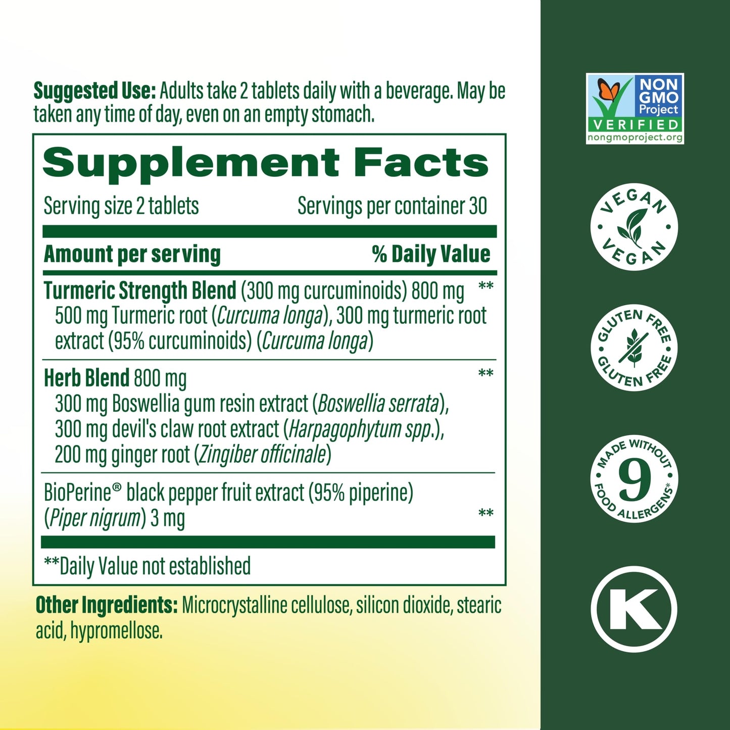 MegaFood Turmeric Curcumin Joint Support Supplement with Black Pepper, Boswellia Extract & Ginger Root Tablets 60