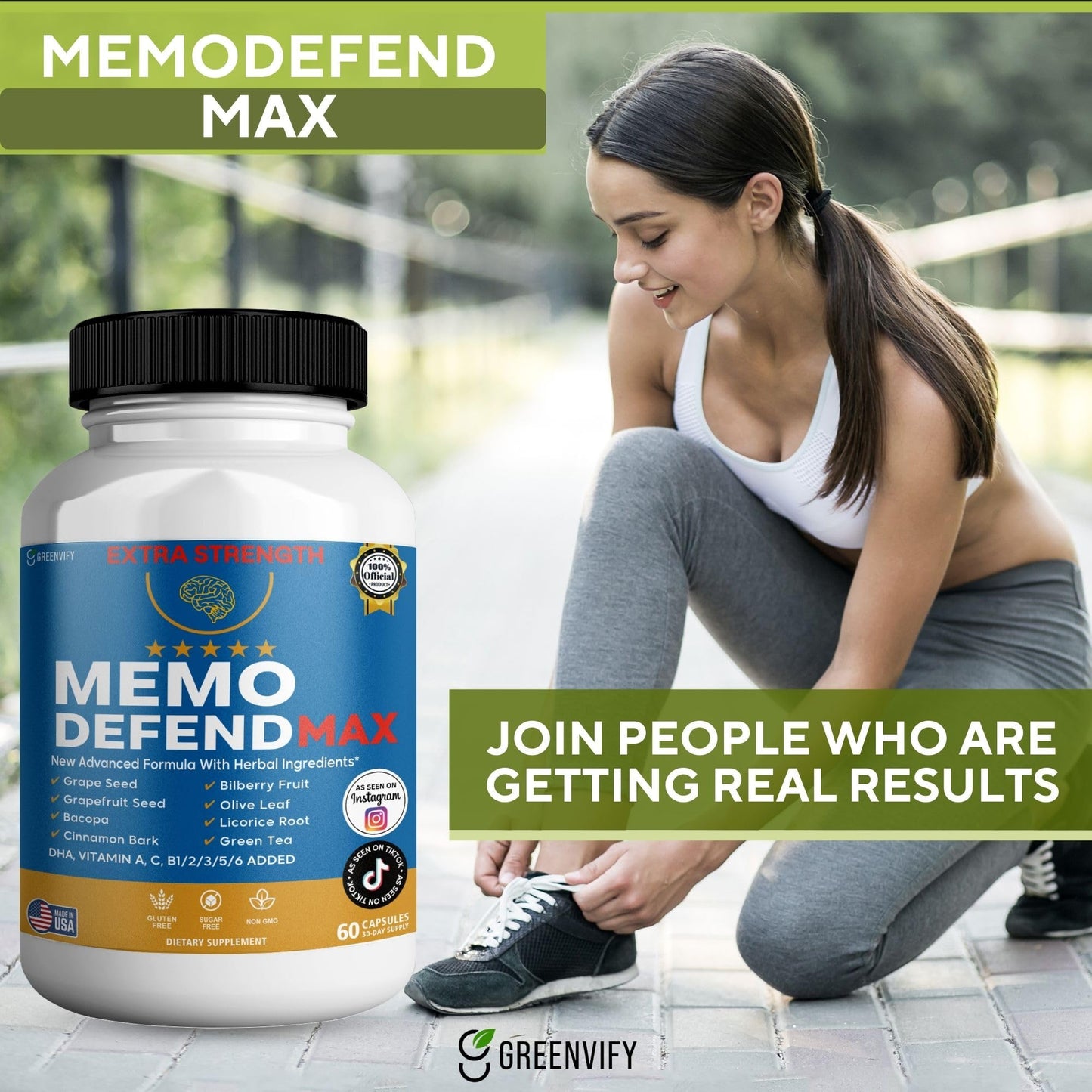 GREENVIFY Memo Defend Max Memory Support Supplement, 60 Capsules