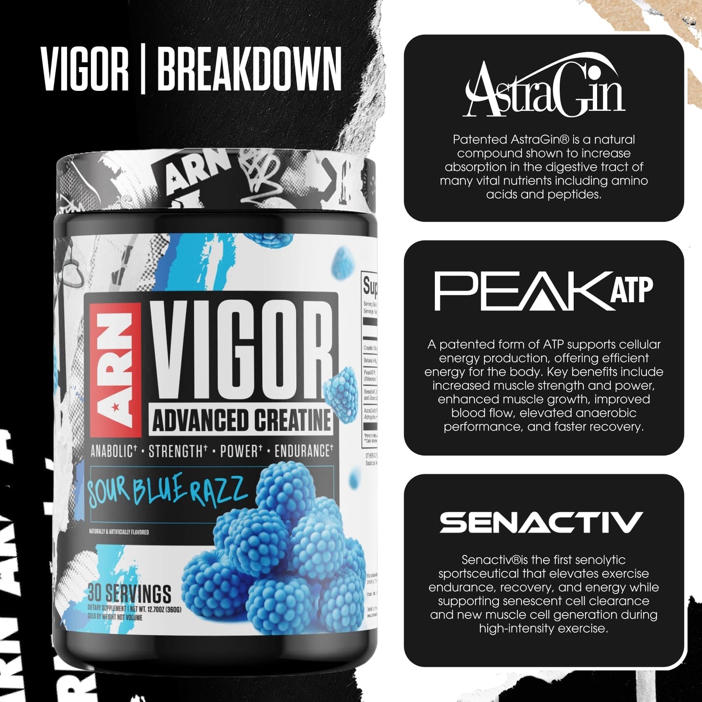 Arms Race Nutrition Vigor Advanced Creatine Formula Powder 11.53 Ounce