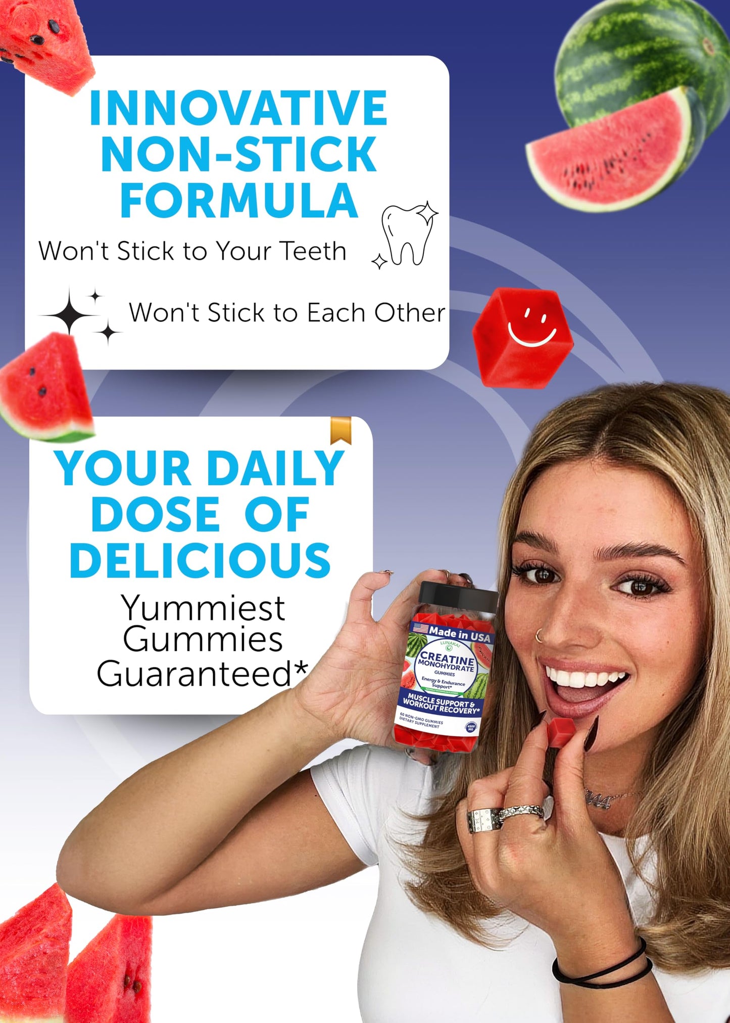 Lunakai Creatine Monohydrate Gummies, 60 Gummies