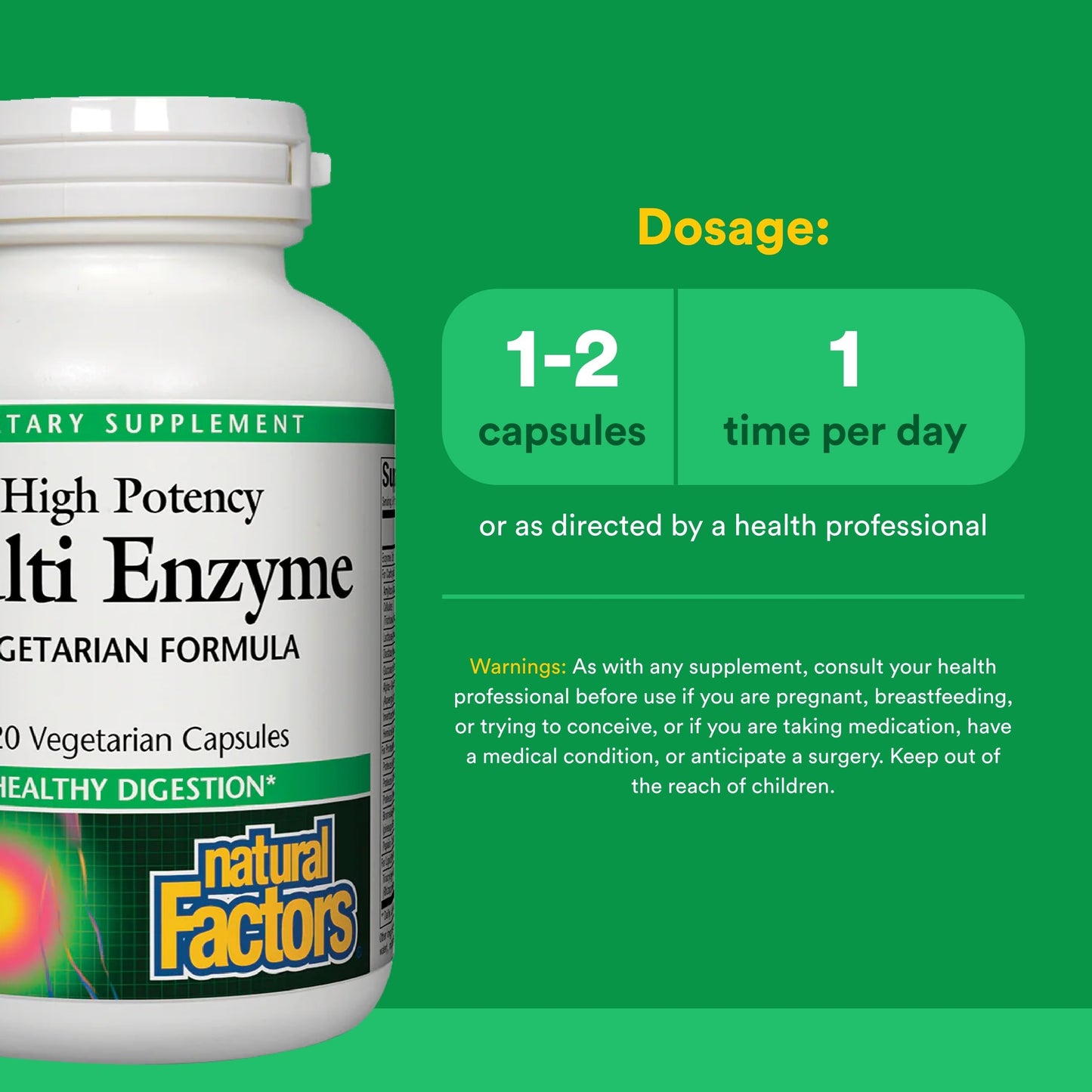Natural Factors High Potency Multi Enzyme Vegetarian Formula Capsule 120 Capsules