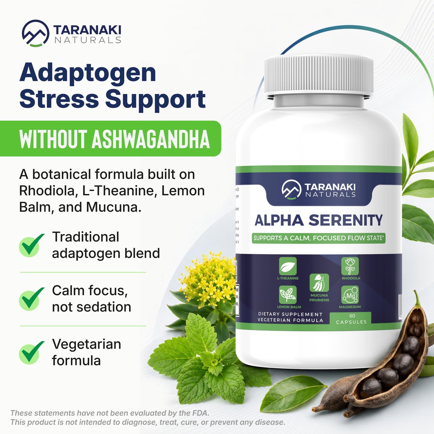 Taranaki Naturals Alpha Serenity Stress Relief Supplement 60 Capsules