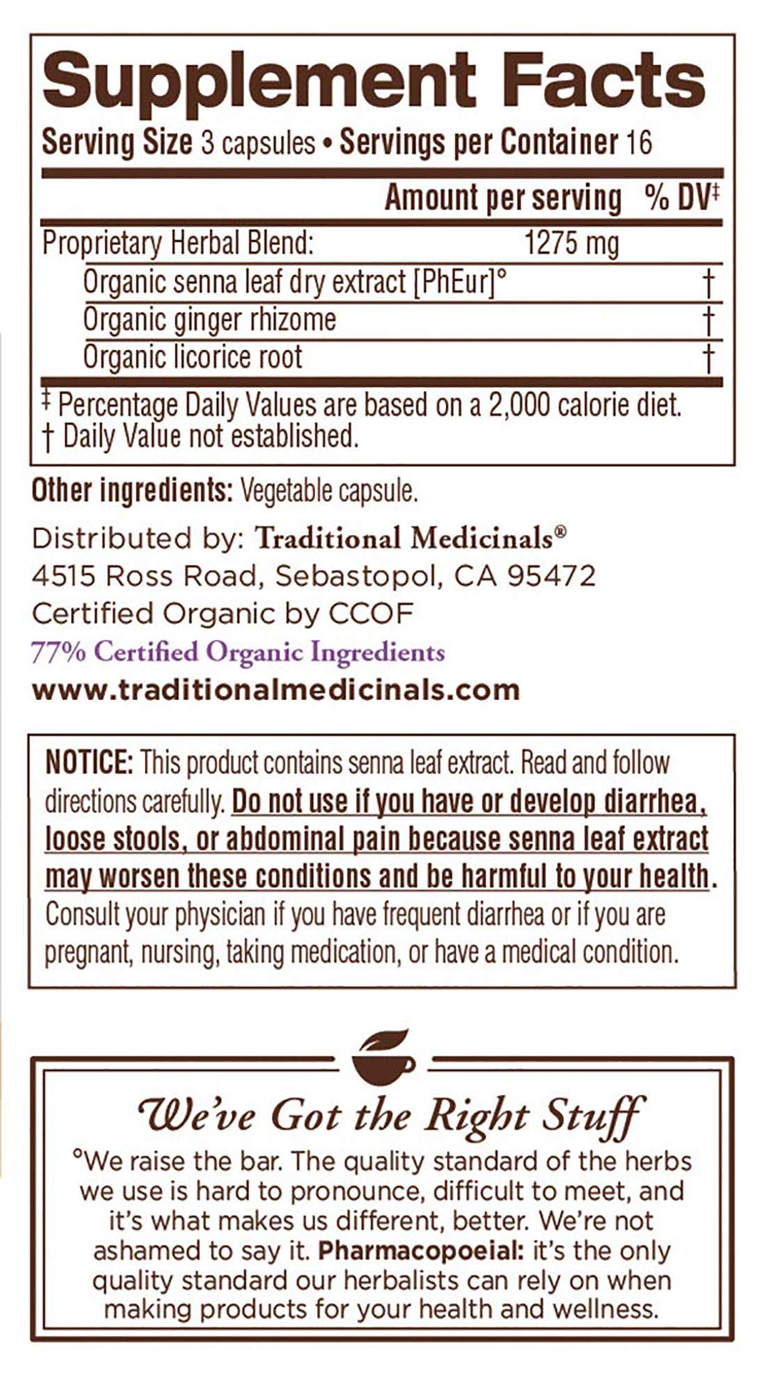 Traditional Medicinals Smooth Move Senna Capsules, 50 Capsules