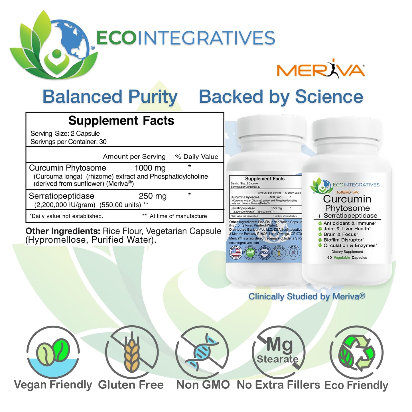 EcoIntegratives Meriva Curcumin Phytosome & Serratiopeptidase 500mg, 60 Capsules