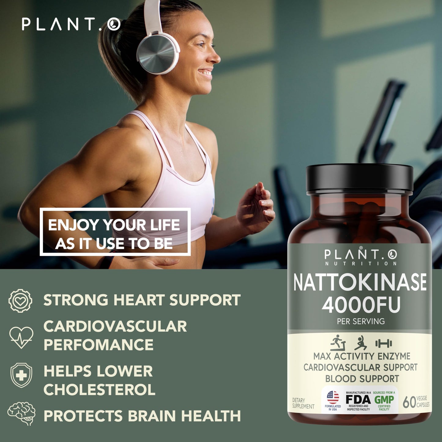 PLANT.O NUTRITION Nattokinase Supplement with Max Enzyme Support Capsule, 60 Capsules