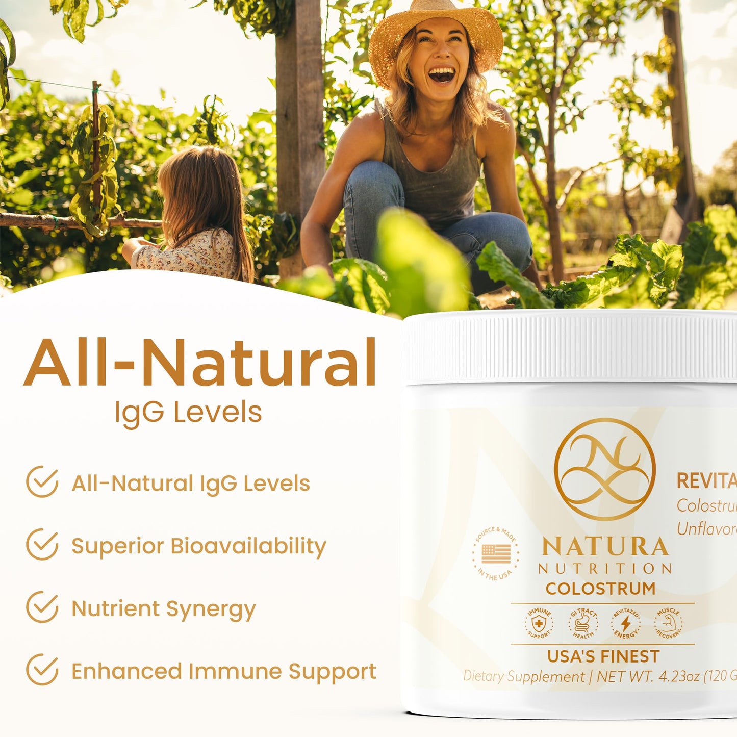 Natura Nutrition Grass-Fed Bovine Colostrum Powder, 4.23 oz, 60 Servings
