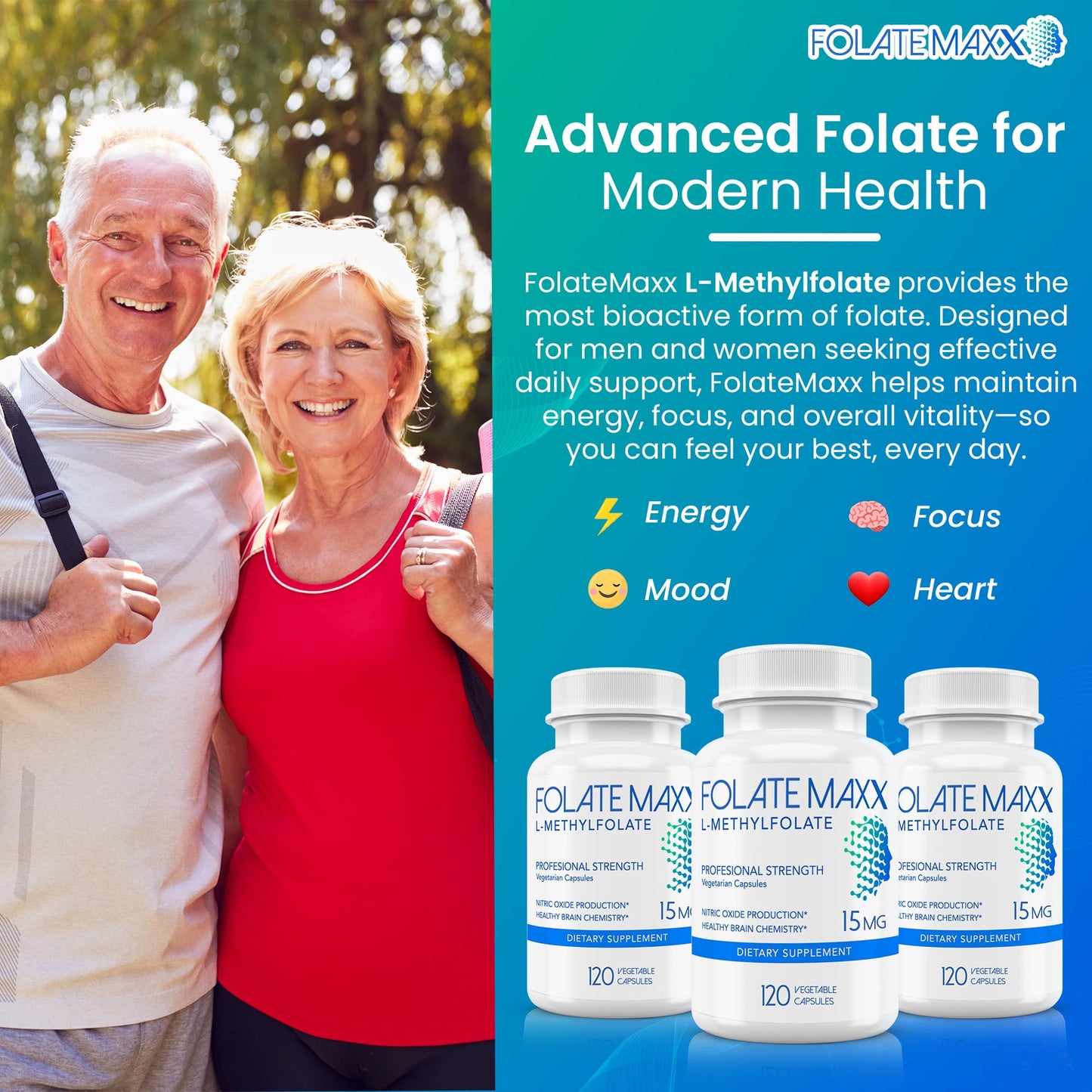 FOLATE MAXX L-Methylfolate 15mg Capsule, 120 Capsules