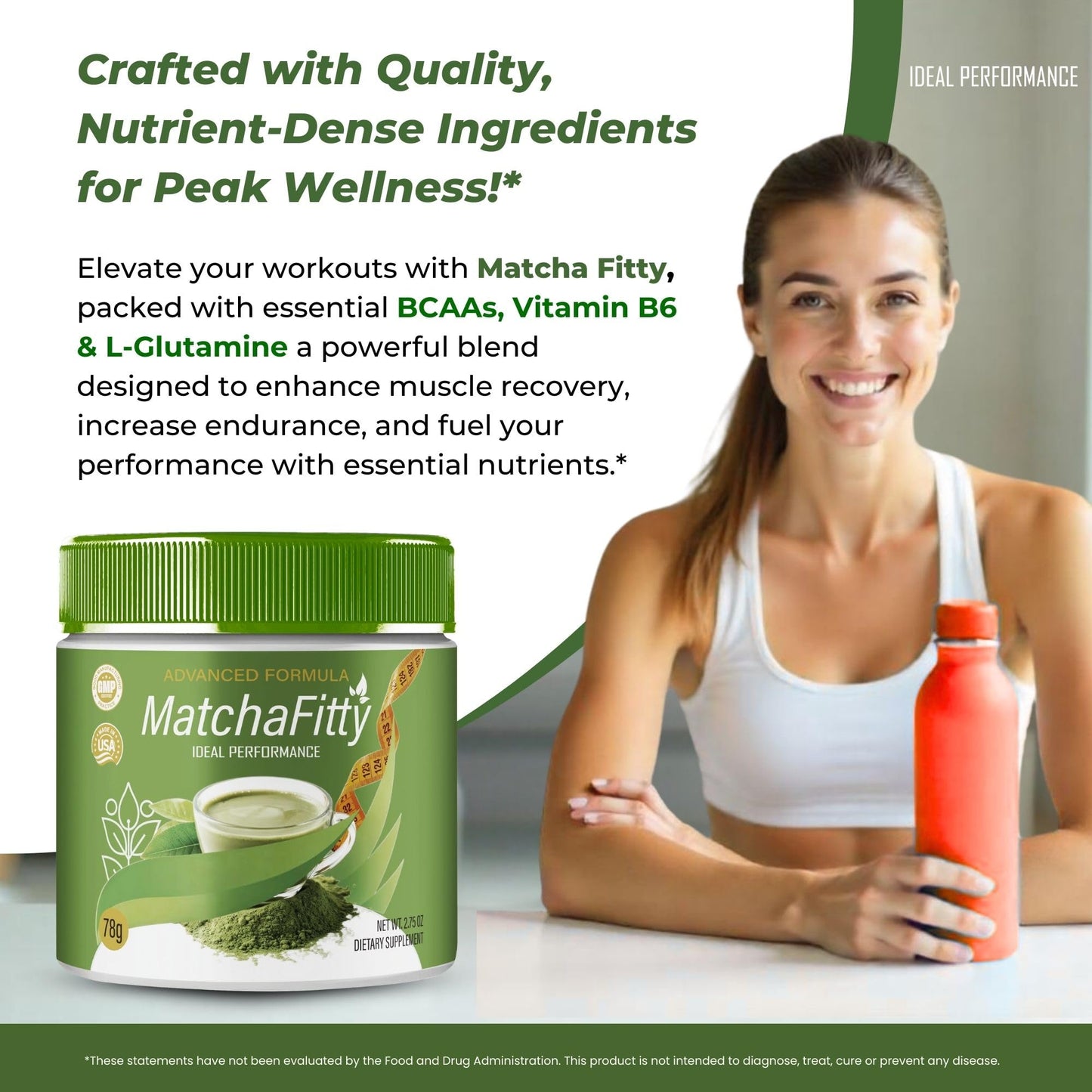 IDEAL PERFORMANCE MatchaFitty Digestive Health Support Powder 2 oz