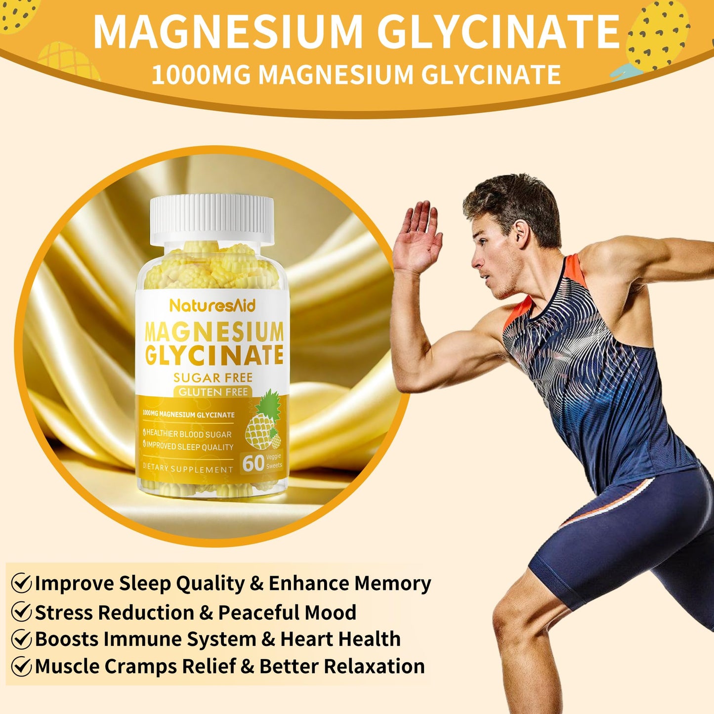 Natures Aid Magnesium Glycinate Gummies 1000mg, 120 Gummies