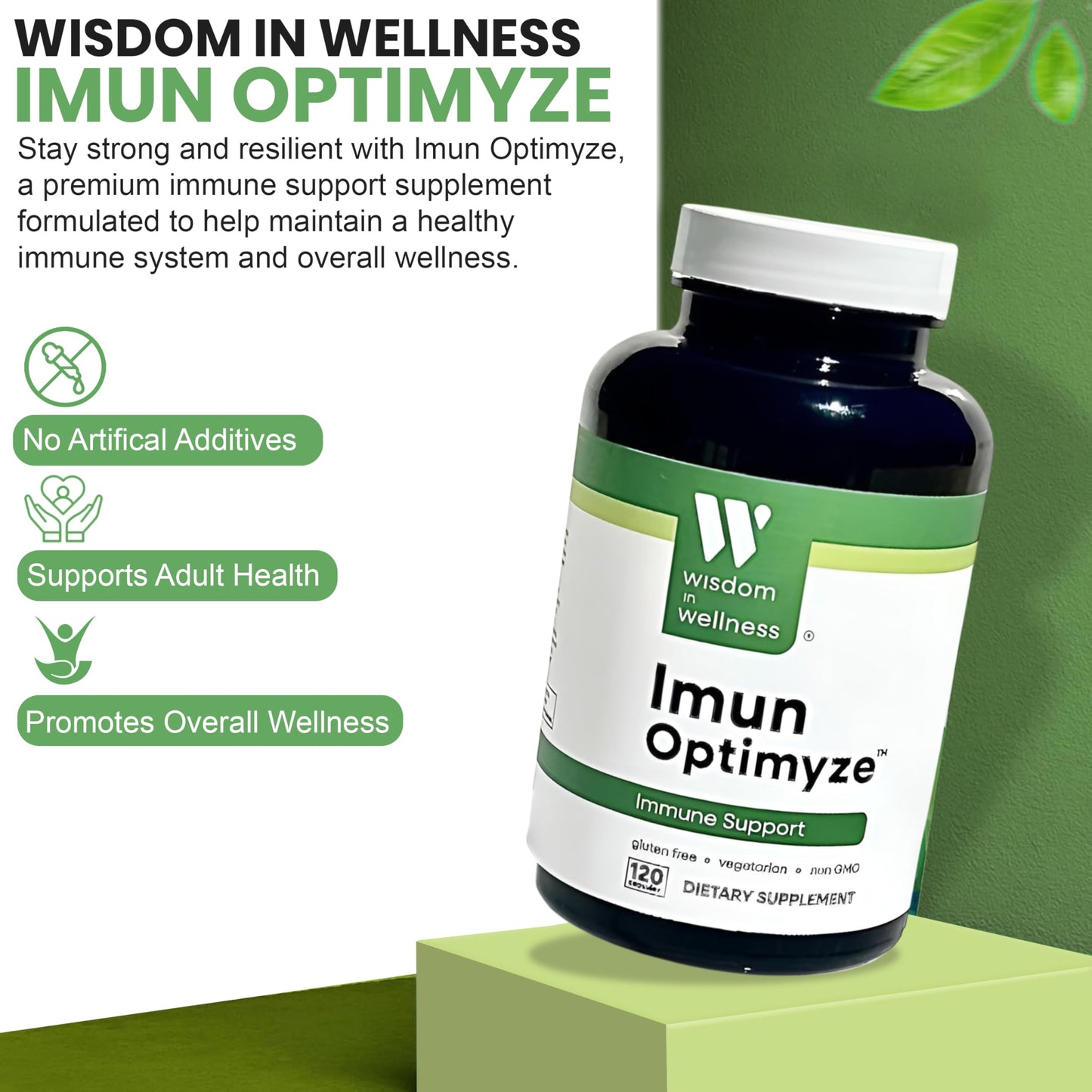 Wisdom In Wellness Imun Optimyze Immune System Support Supplement Immune Balance Complex with Multivitamins, 120 Capsules