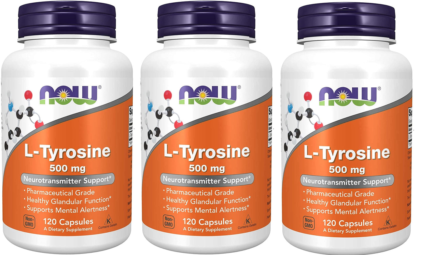 NOW Foods L-Tyrosine 500 mg Capsule, 360 Capsules