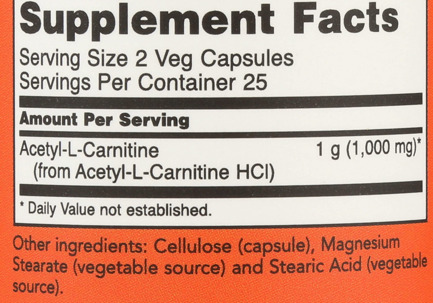 NOW Foods Acetyl L-Carnitine 500mg Capsules, 50 Count