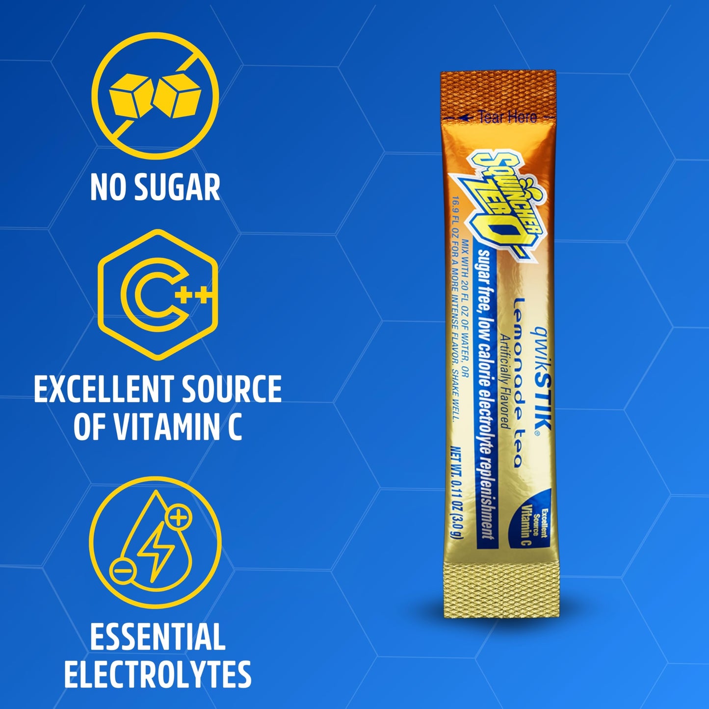 Sqwincher Qwik Stik Sugar Free Lemonade-Tea Flavor Powder 5.5 oz