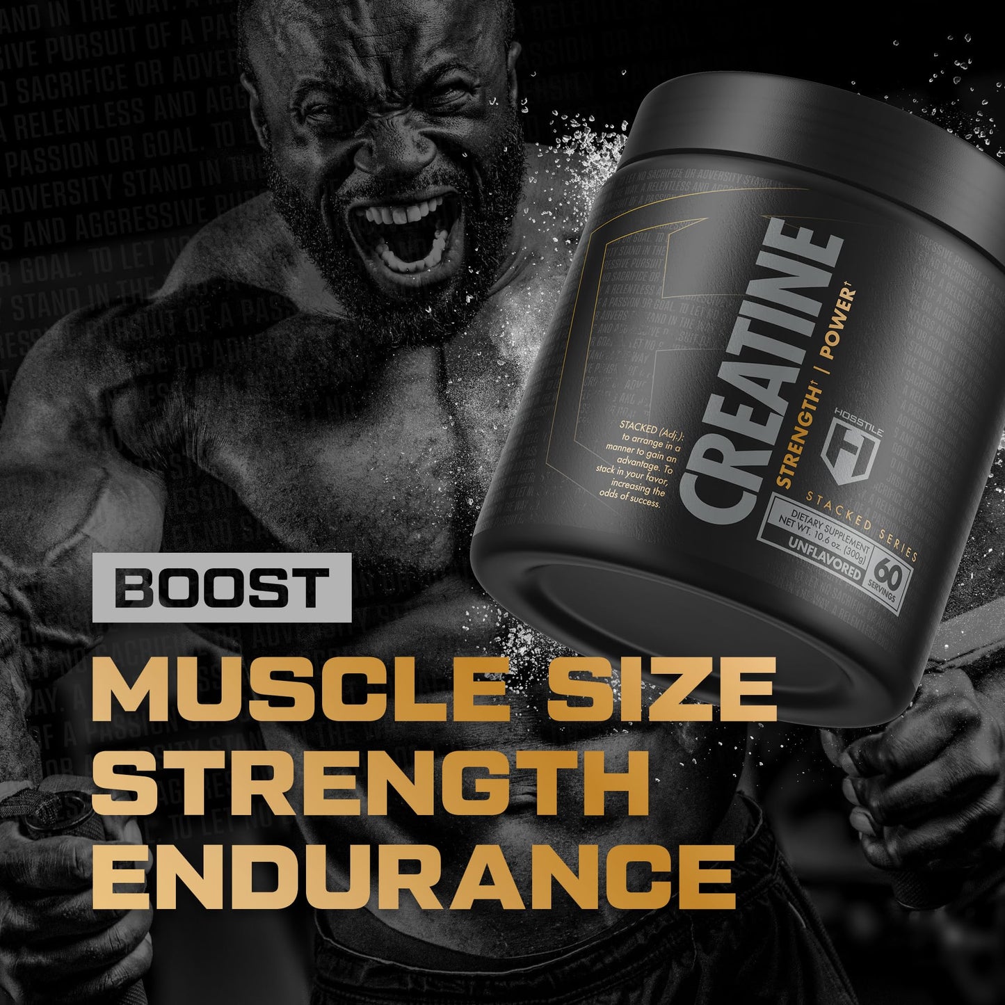 HOSSTILE Creatine Monohydrate Powder 10.6 Ounce