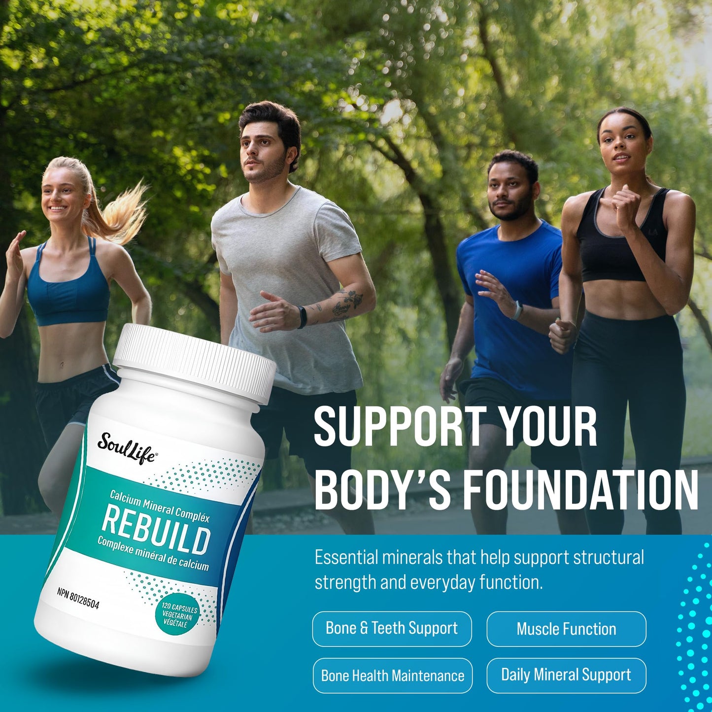 SoulLife Rebuild Calcium Mineral Complex with Magnesium - Vegetarian Capsules, 120 Capsules