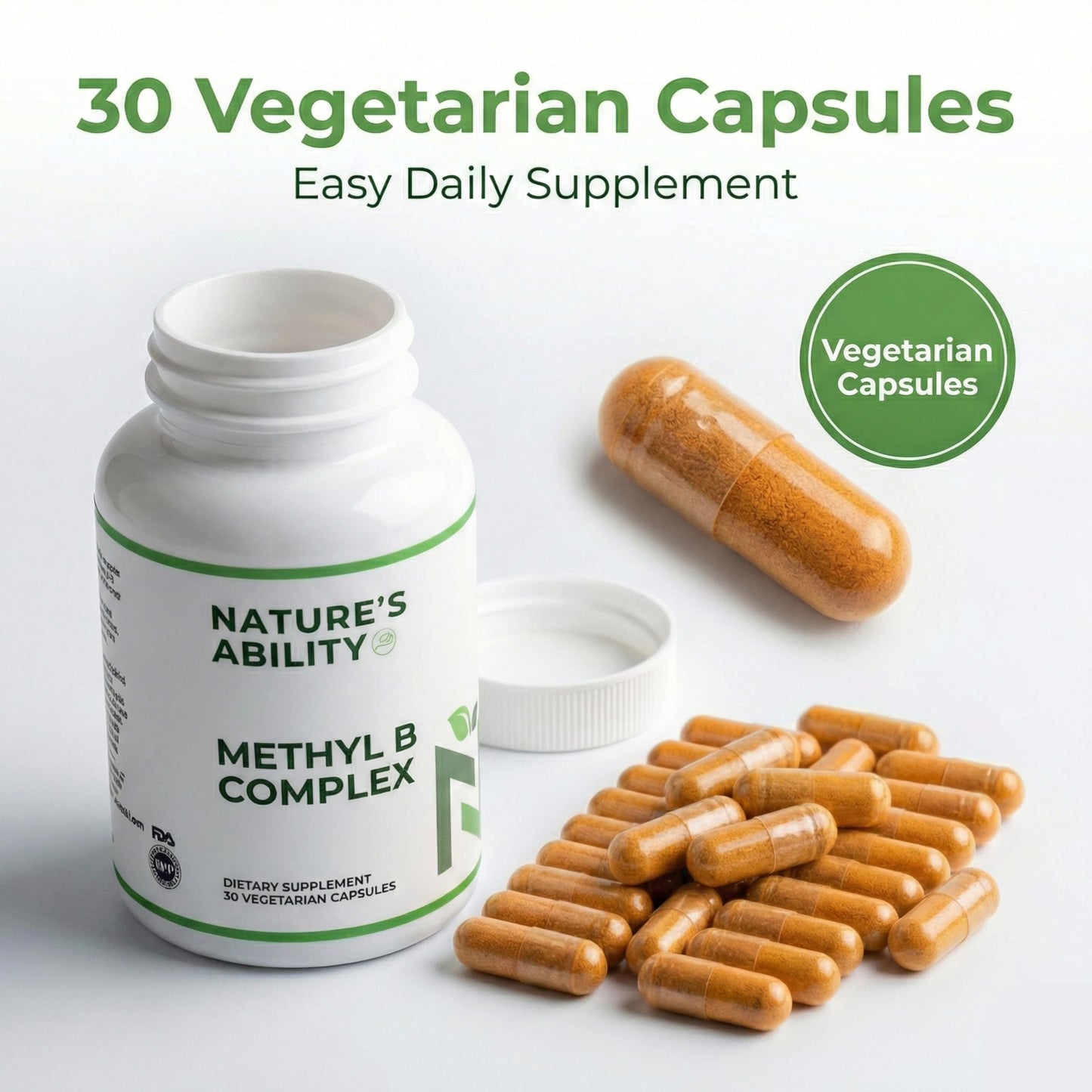 NATURE'S ABILITY Methyl B Complex Capsules, 30 Count