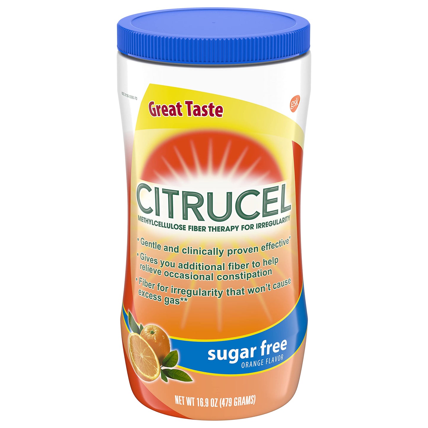 Citrucel Sugar Free Orange Flavor Methylcellulose Fiber Therapy Powder for Regularity, 50.7 oz