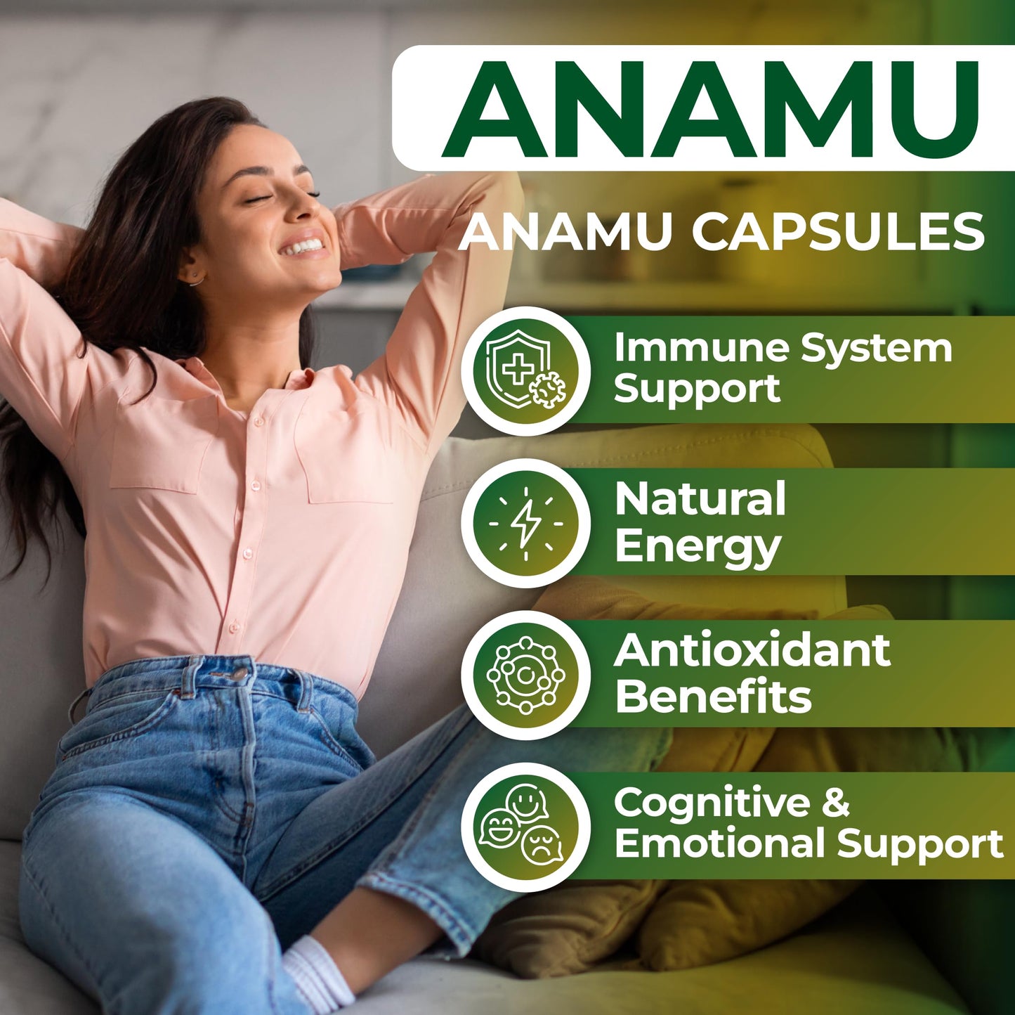 Hallusa Natural Anamu Root 450 mg Petiveria Allicea Organic, 100 Capsules