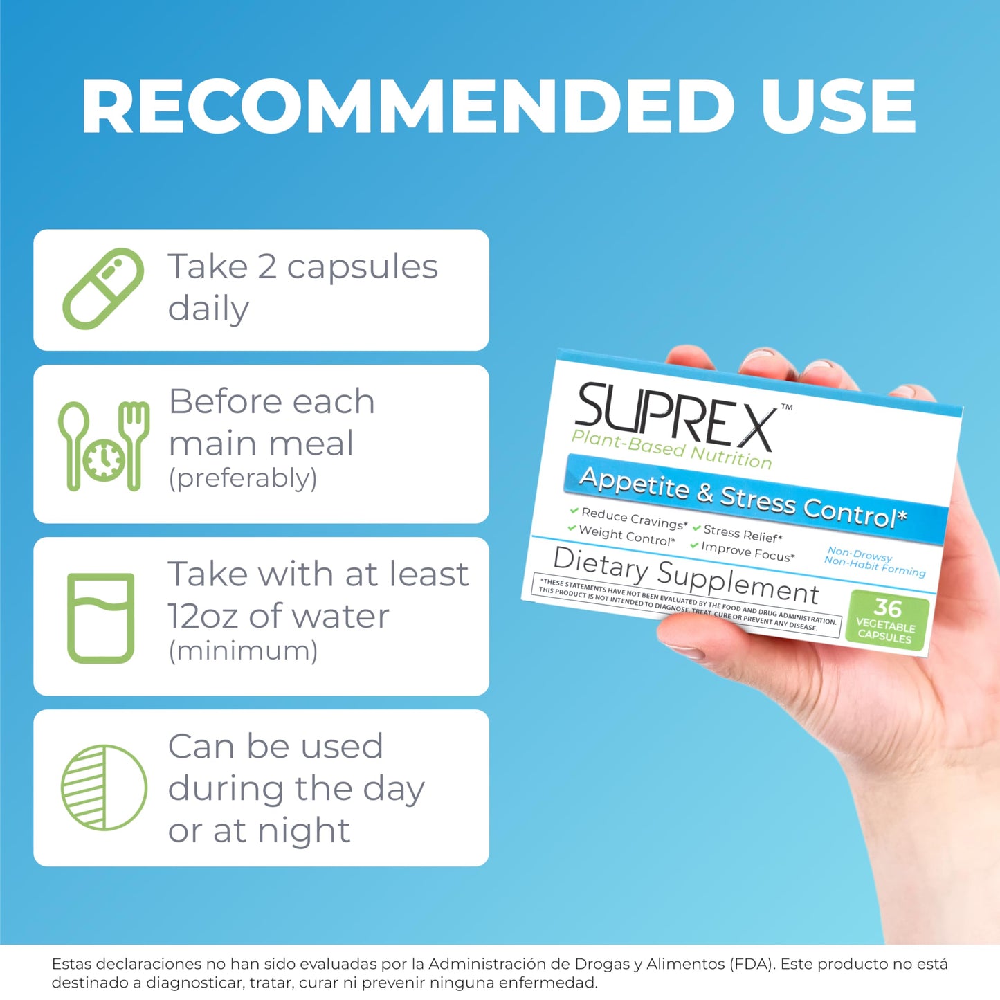 suprex Appetite & Stress Control – Plant-Based with 5-HTP, Ashwagandha, GABA, Garcinia, Glucomannan & Herbal Extracts – Supports Appetite & Stress Balance – Vegan Capsules 36 Count