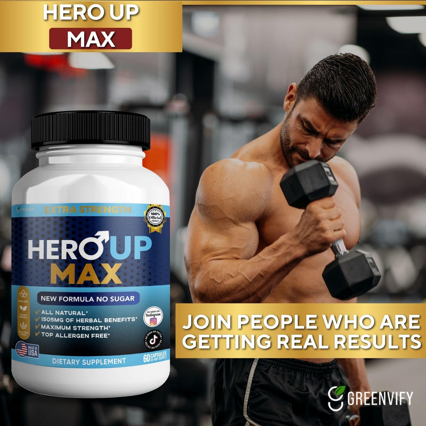 GREENVIFY Hero UP MAX Maca Root Supplement 60 Capsules