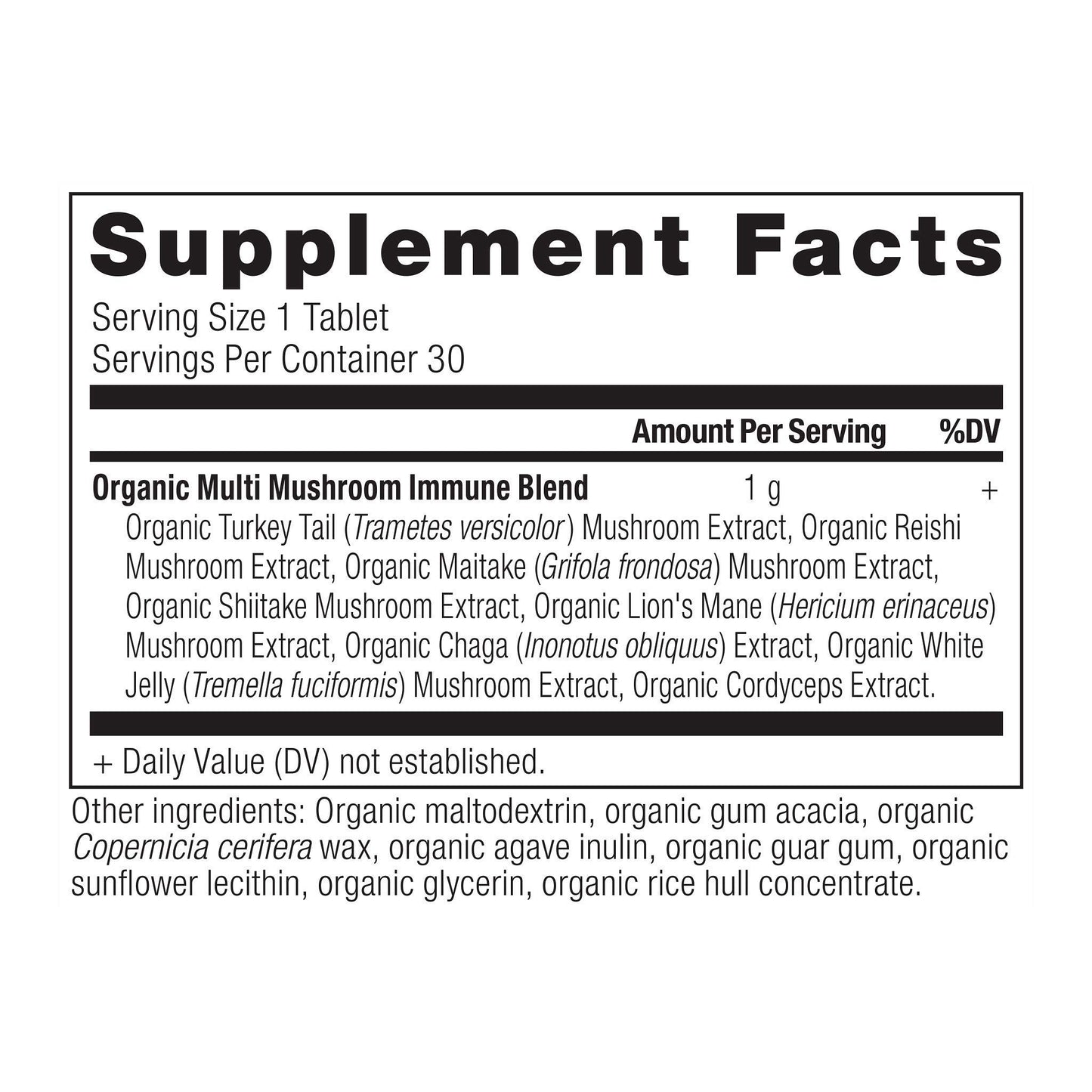 Ancient Nutrition Mushroom Supplement Organic Multi Mushroom Immune Support 30 Tablets