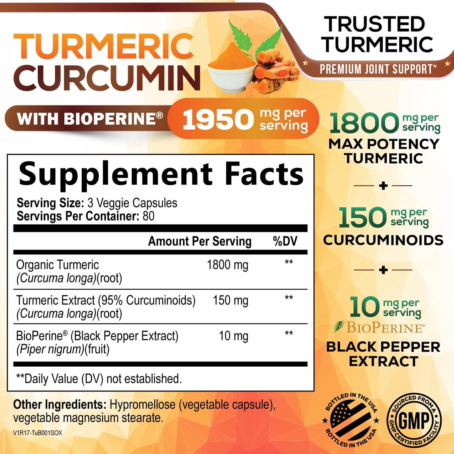 Nature's Nutrition Turmeric Curcumin Supplement 240 Capsules