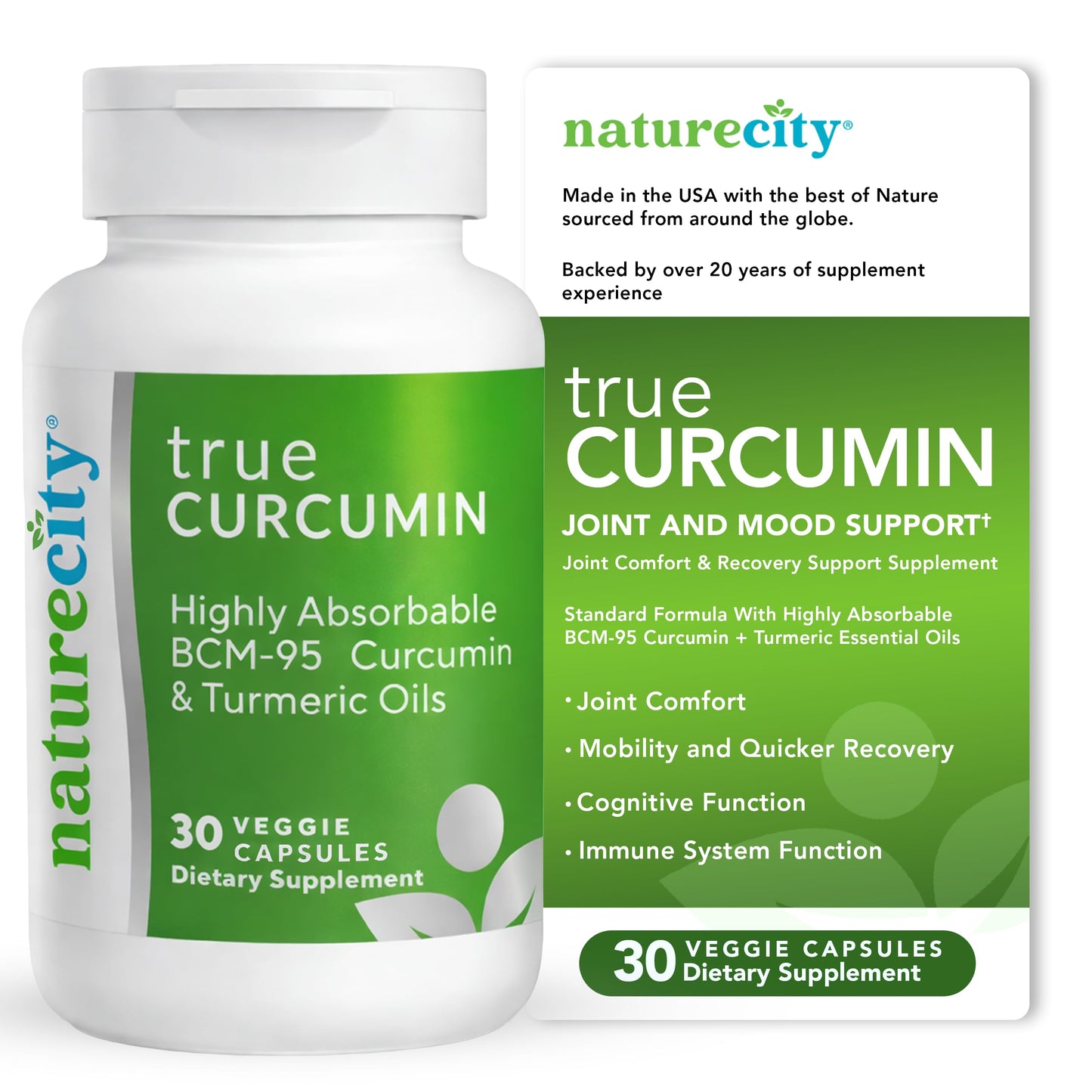 NatureCity True-Curcumin Turmeric Supplement Capsules 30 Count