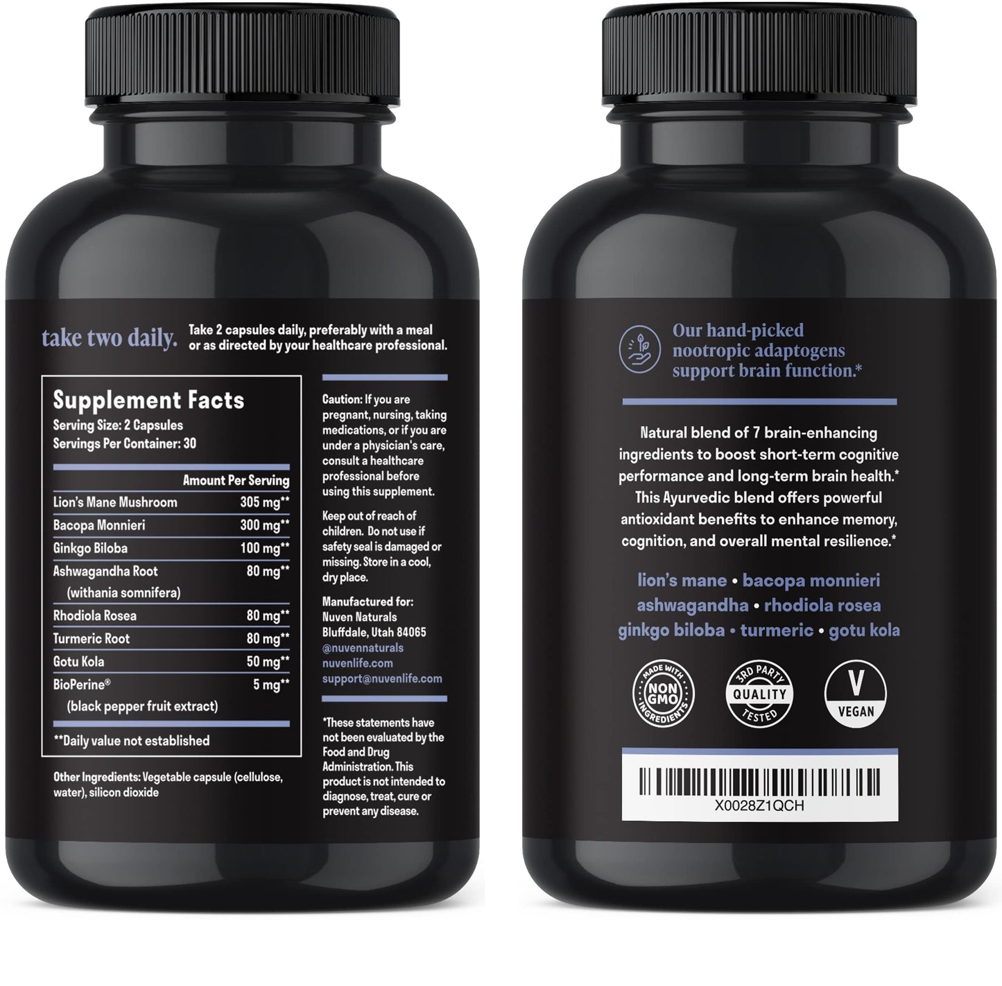 Nuven Naturals Brain Support Supplement 60 Capsules