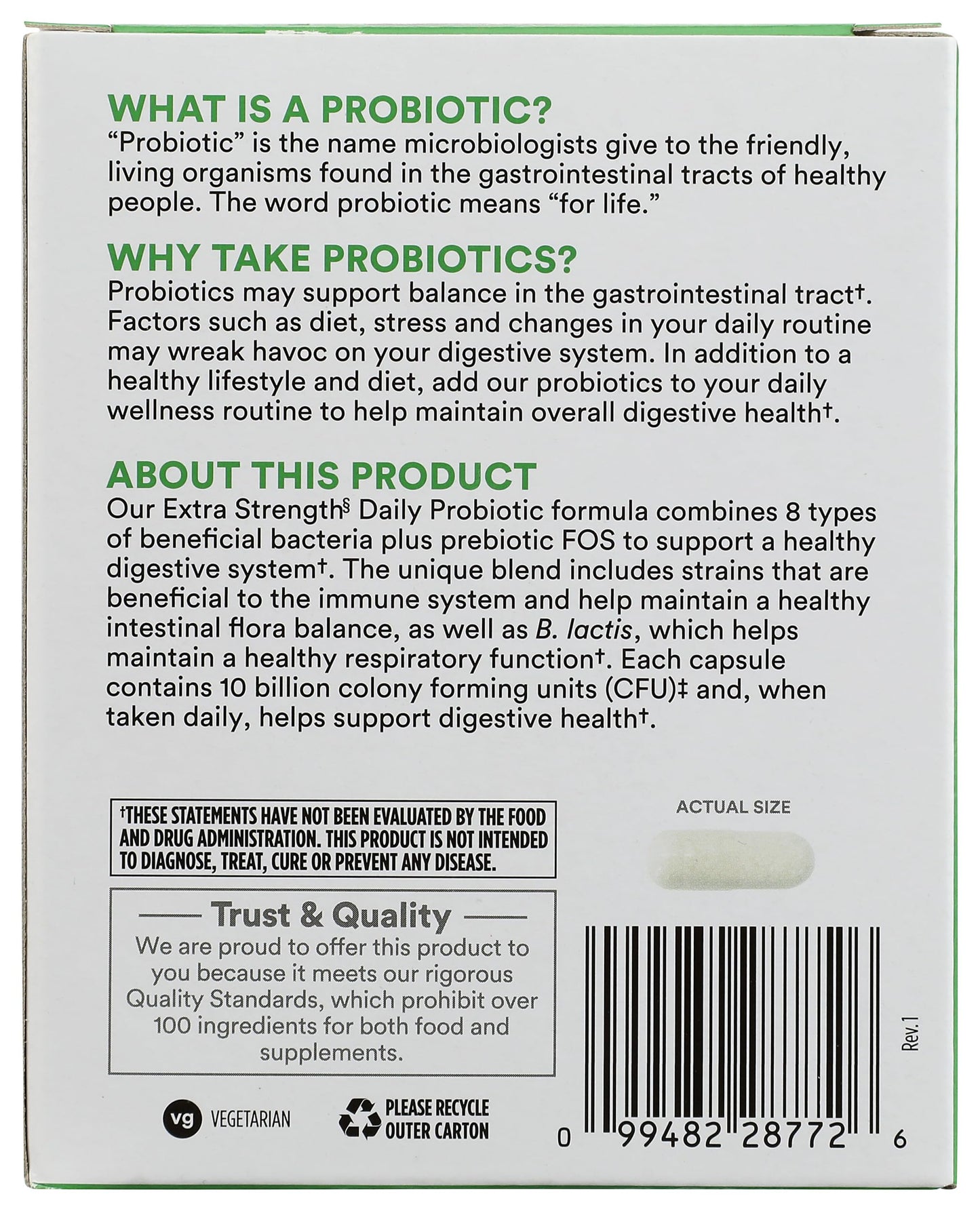 365 by Whole Foods Market Extra Strength Daily Probiotic 10 Billion CFU Capsule 30