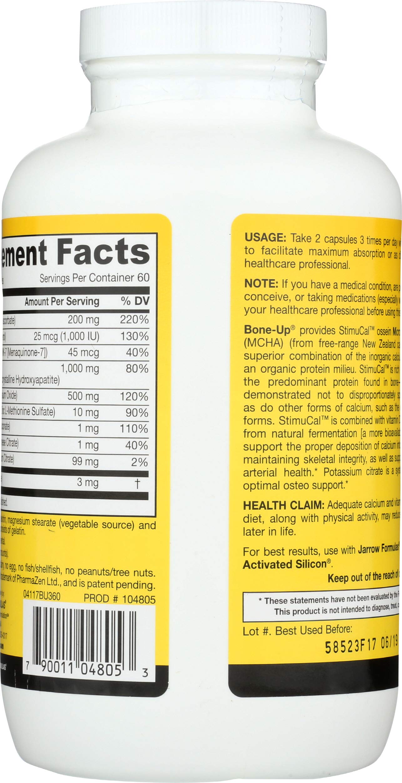 Jarrow Formulas BoneUp for Bone Density Vitamin D3 and K2 Calcium Support Promotes Skeletal Nutrition, 360 Capsules