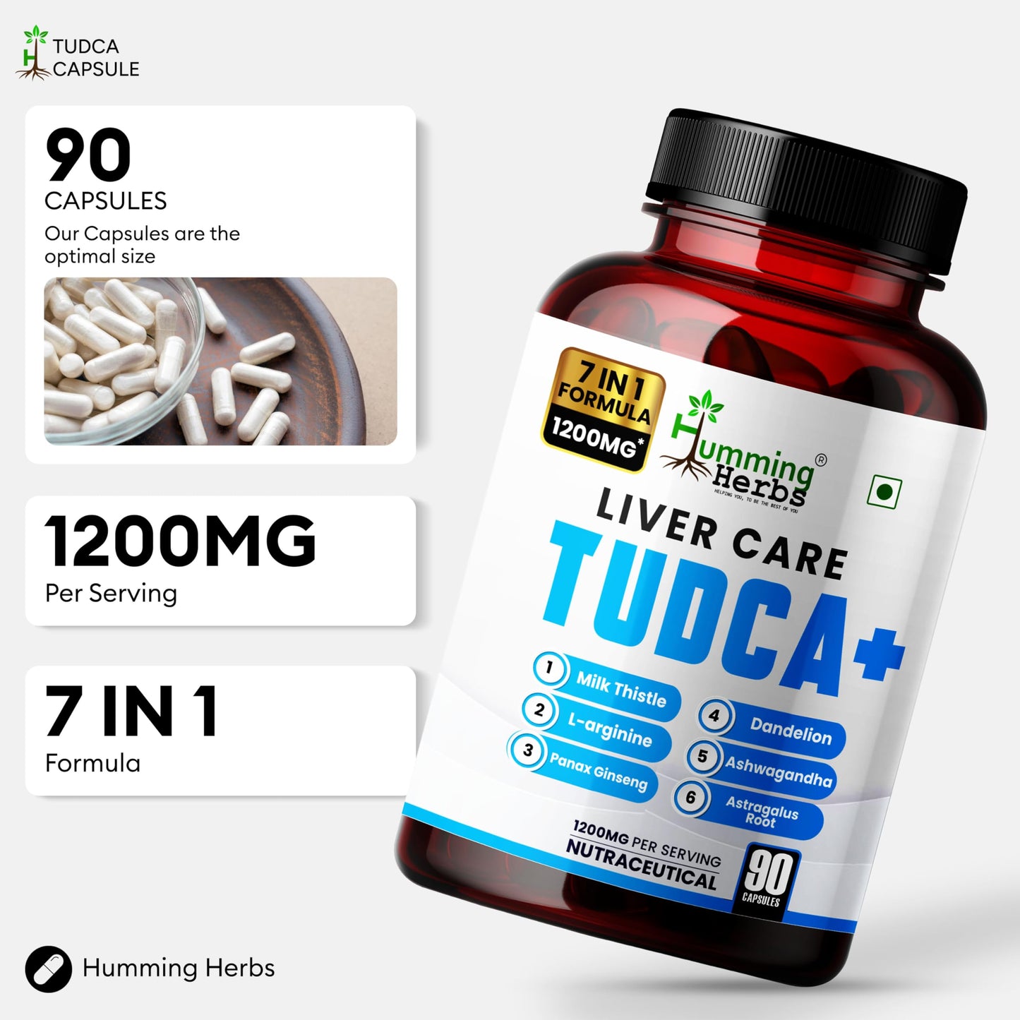 Humming Herbs Liver Care TUDCA+ 7 in 1 Formula Capsule, 90 Count