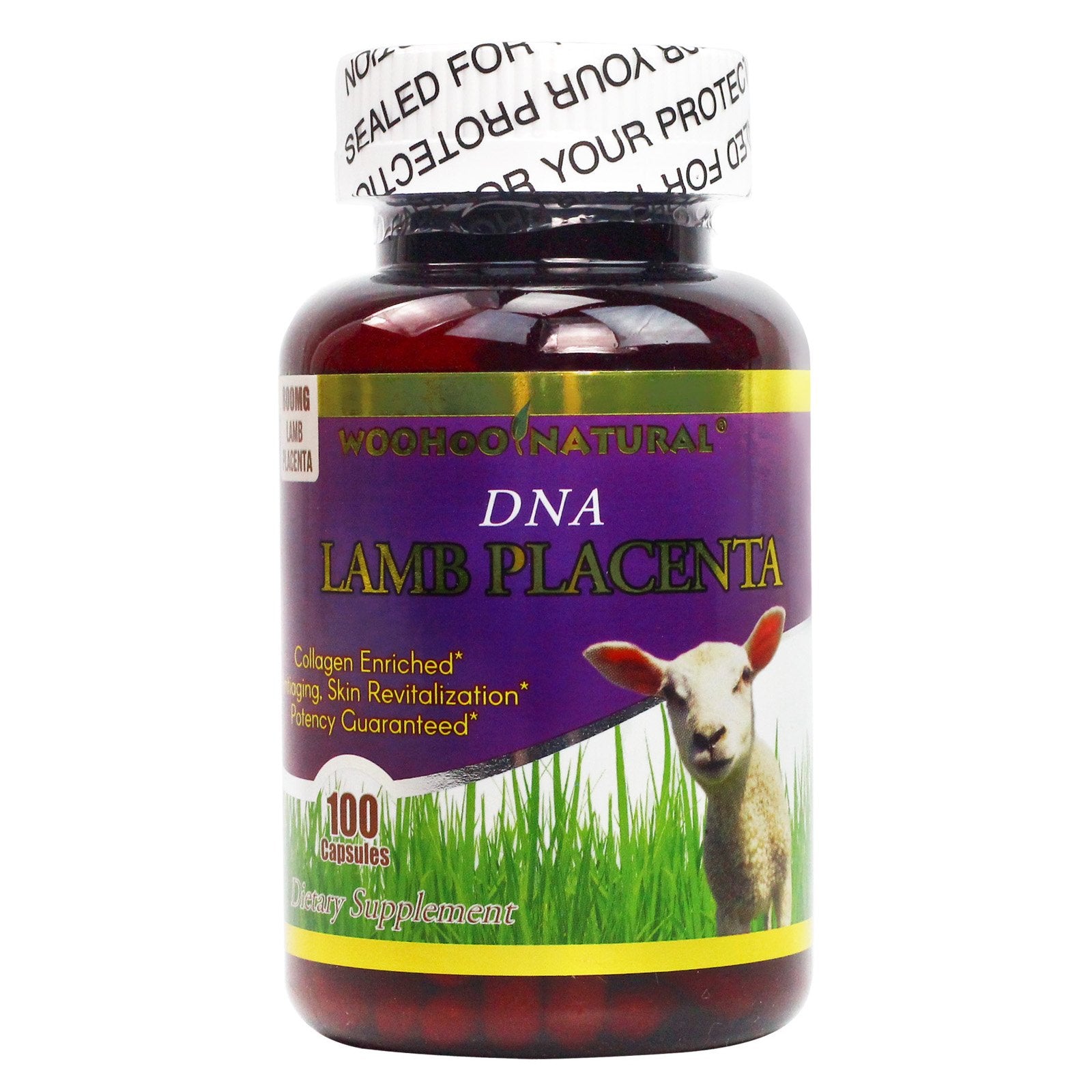 Woohoo Natural DNA Lamb Placenta Capsules, 100 Capsules