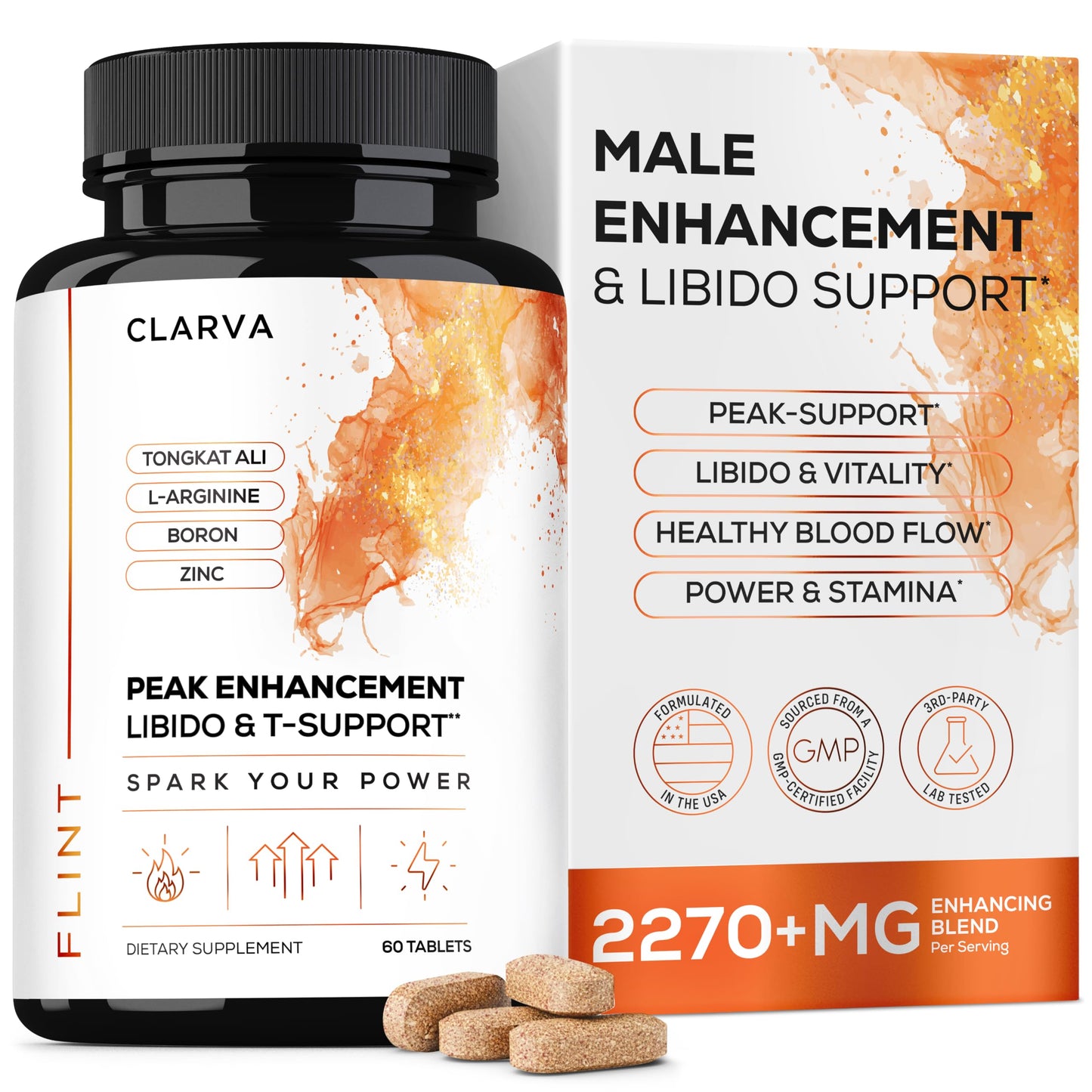 CLARVA Male Enhancing Supplement & Libido Support Tablets 60 Count