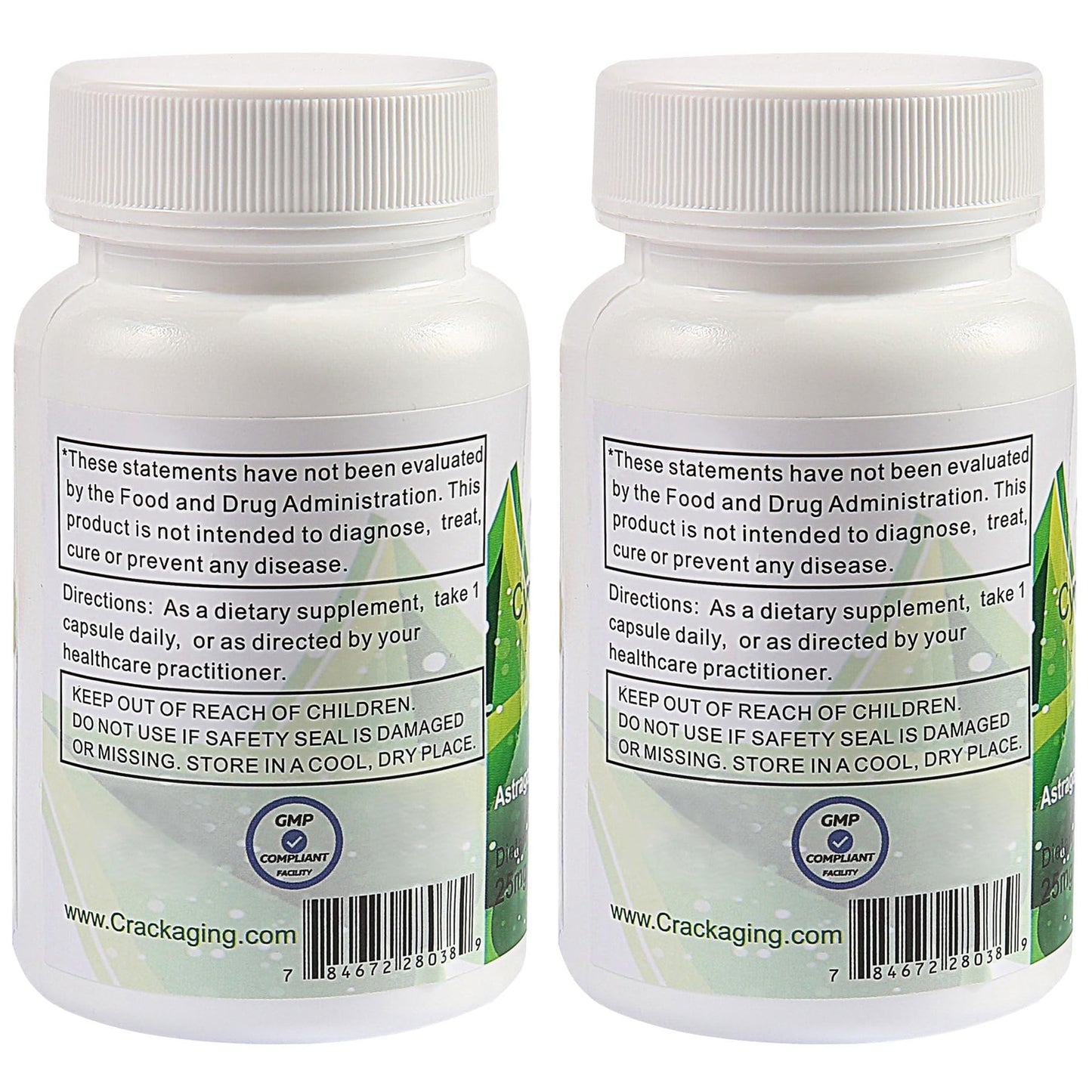 Crackaging Cycloastragenol 98% Telomere Support 25mg, 60 Capsules