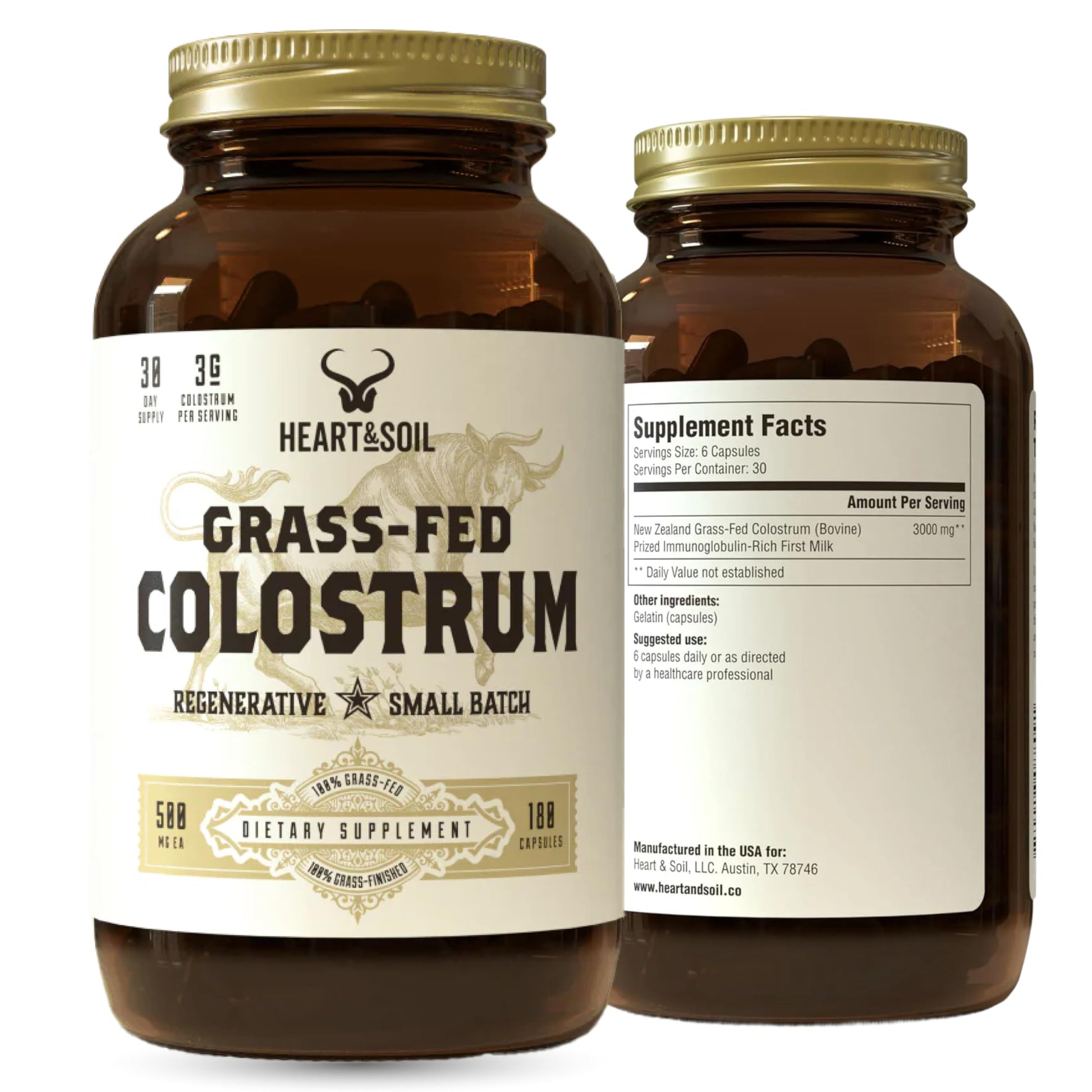 HEART & SOIL Colostrum Supplement Capsule, 180 Count