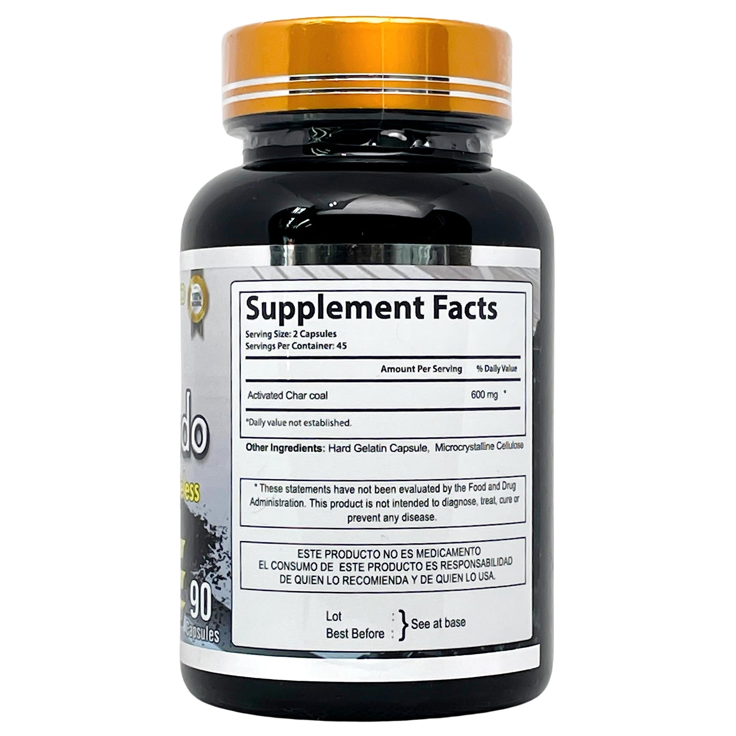 Productos El Colibri Activated Carbon 600mg Capsules 90 Count