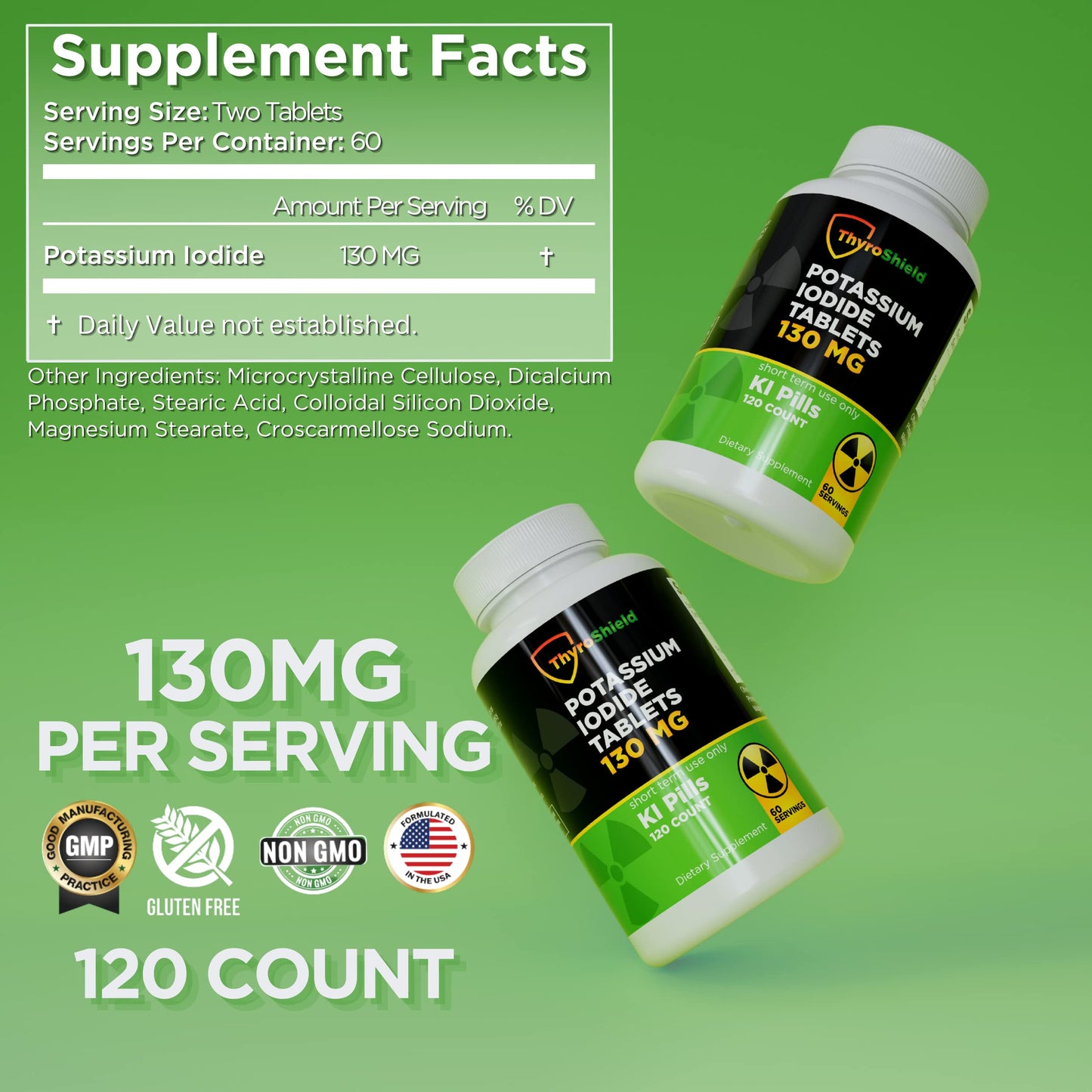 ThyroShield Potassium Iodide Tablets 130 mg, 120 Tablets