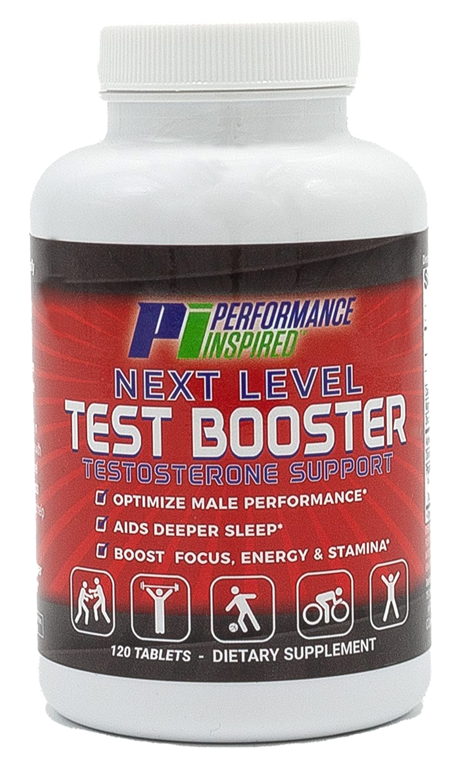 Performance Inspired Next Level Test Booster – Testosterone Support – Ashwagandha Root Extract – Energy, Stamina & Recovery, 120 Tablets