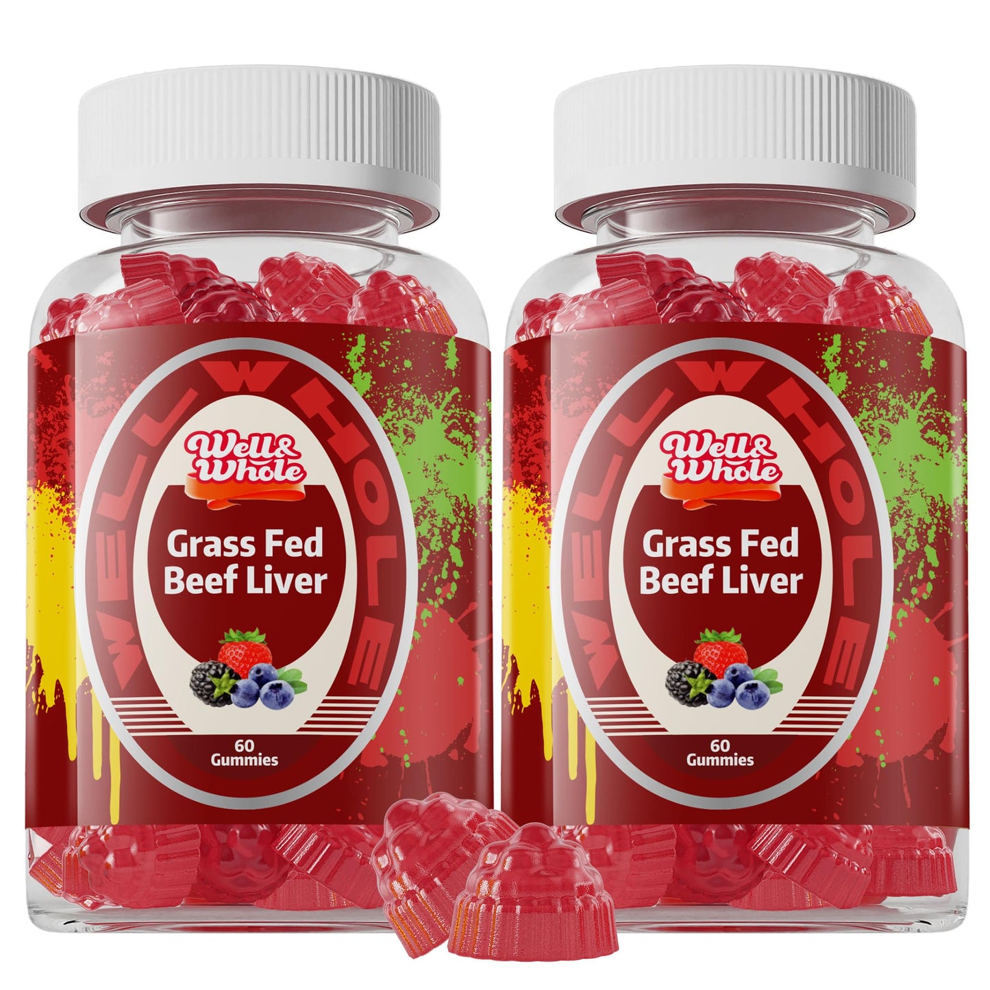 Well&Whole Grass Fed Beef Liver Gummies Chewable 120 Count