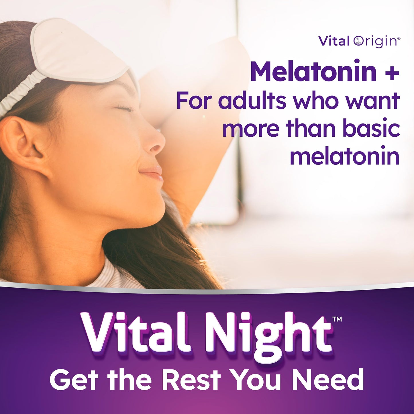 Vital Origin Vital Night Natural Sleep Aid for Adults - Sleep, Relaxation & Mood Support, 60 Capsules