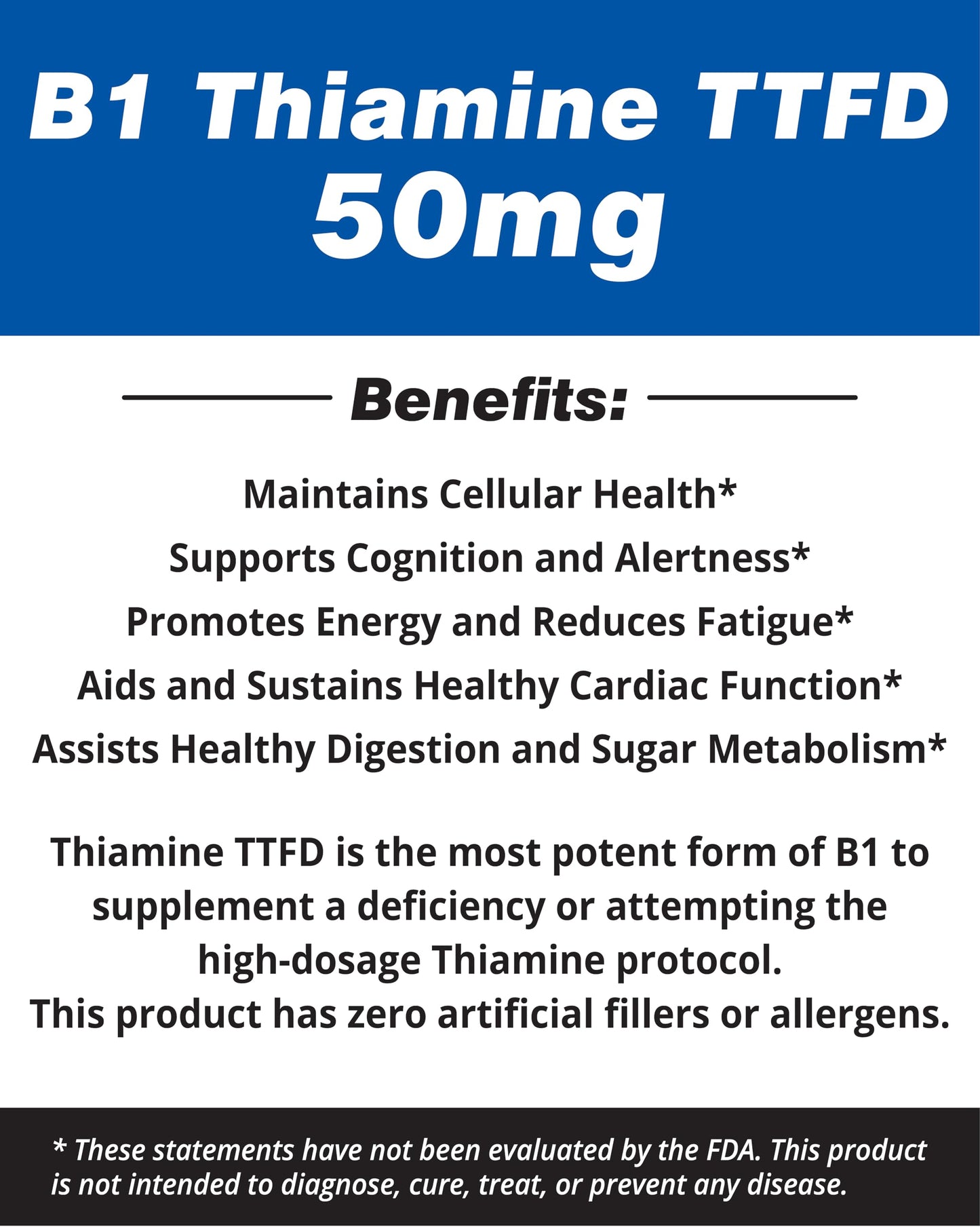 The One Pill Integrative Healing Vitamin B1 Thiamine TTFD, Thiamine Tetrahydrofurfuryl Disulfide 50mg, Capsule, 250 Count
