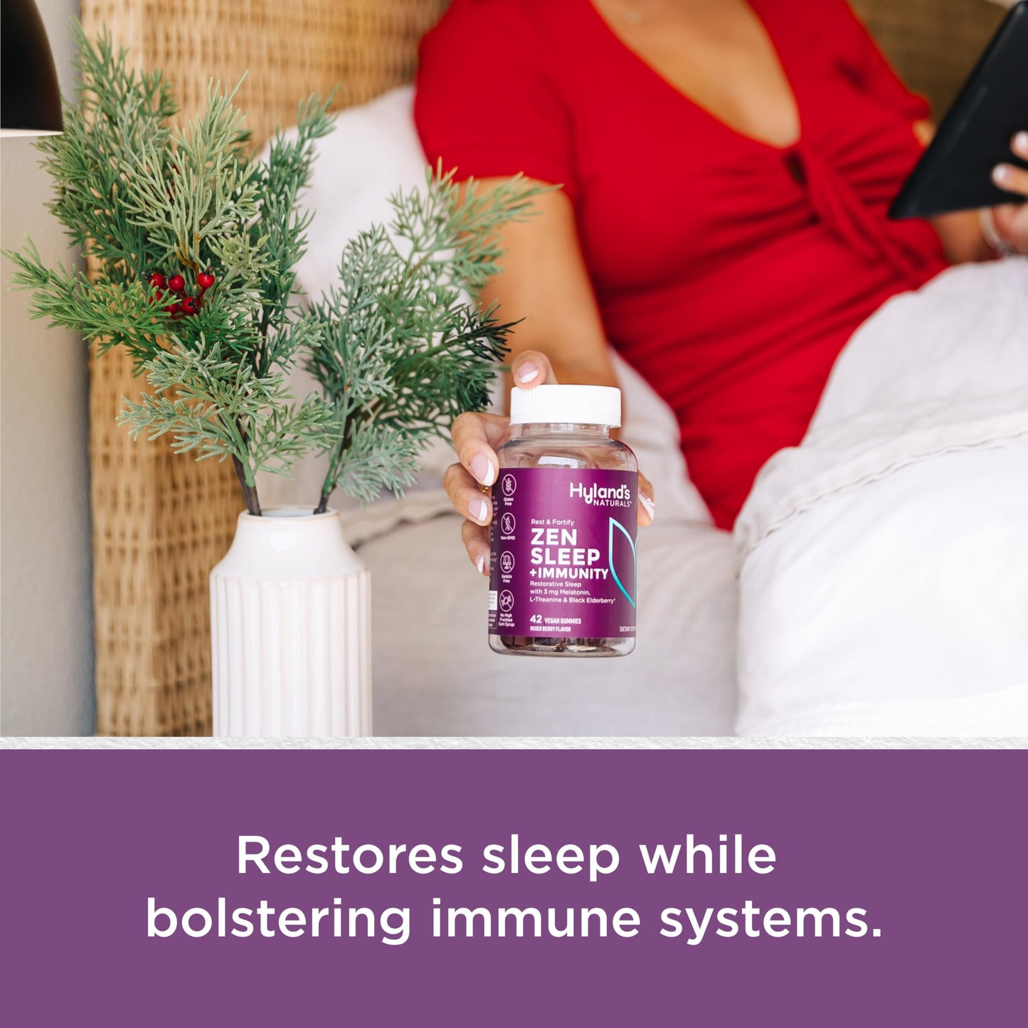 Hyland's Rest and Fortify Zen Sleep Aid and Immune Support Gummies, 42 Count