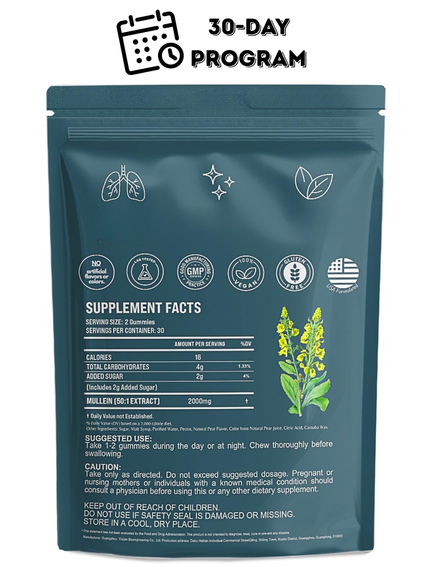 AMNS Mullein Gummies for Lungs, 30 Count