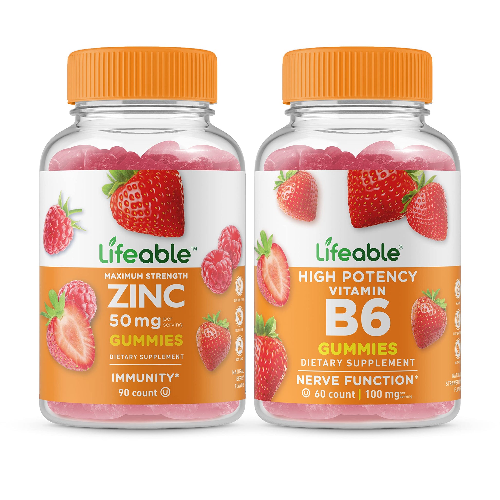 Lifeable Zinc 50mg + Vitamin B6 Gummies, 60 Gummies